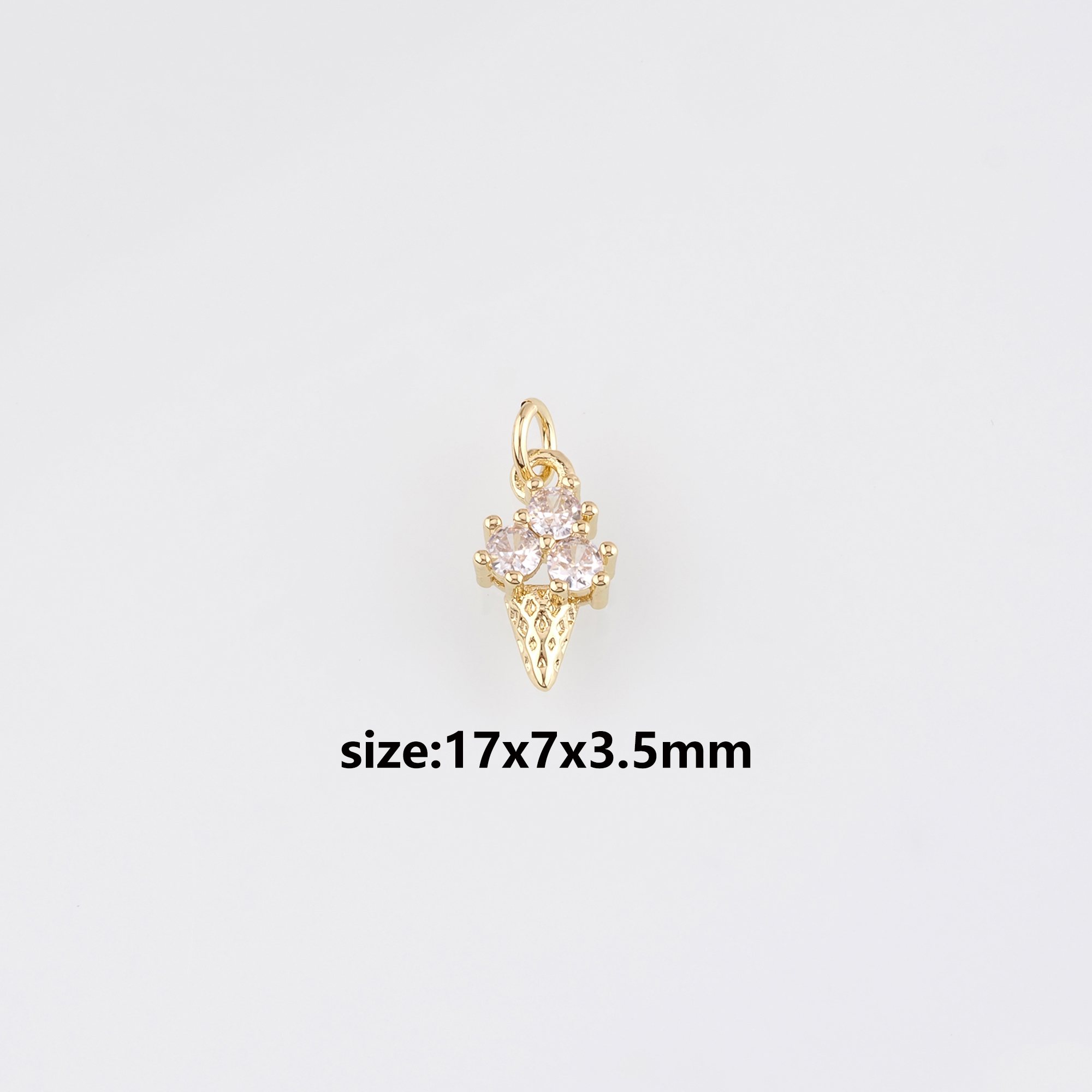 18K Gold Filled Ice Cream Pendant,CZ Micro Pave Ice Cream Charm Earrings Necklace for DIY Jewelry Making Supply