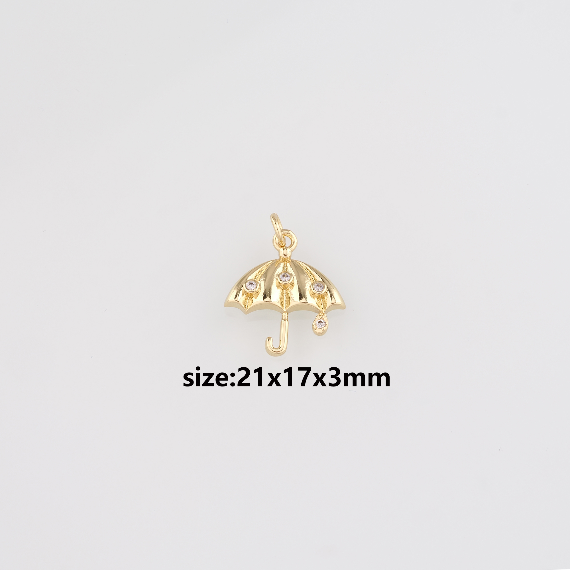 18K Gold Filled Umbrella Pendant,CZ Micro Pave Umbrella Charm Earrings Necklace for DIY Jewelry Making Supply