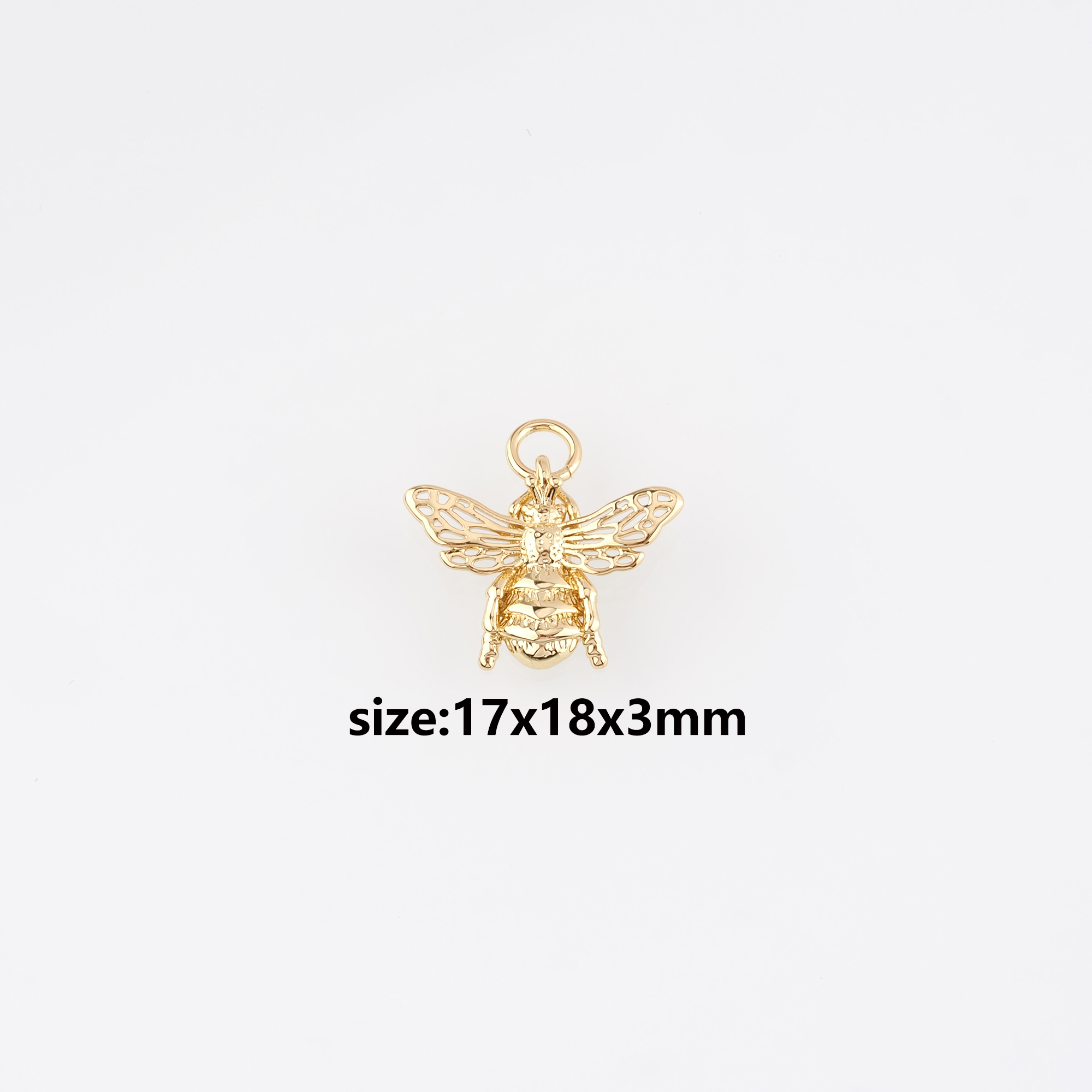 18K Gold Filled Bee Pendant,Dainty Bee Charm Earrings Necklace for DIY Jewelry Making Supply