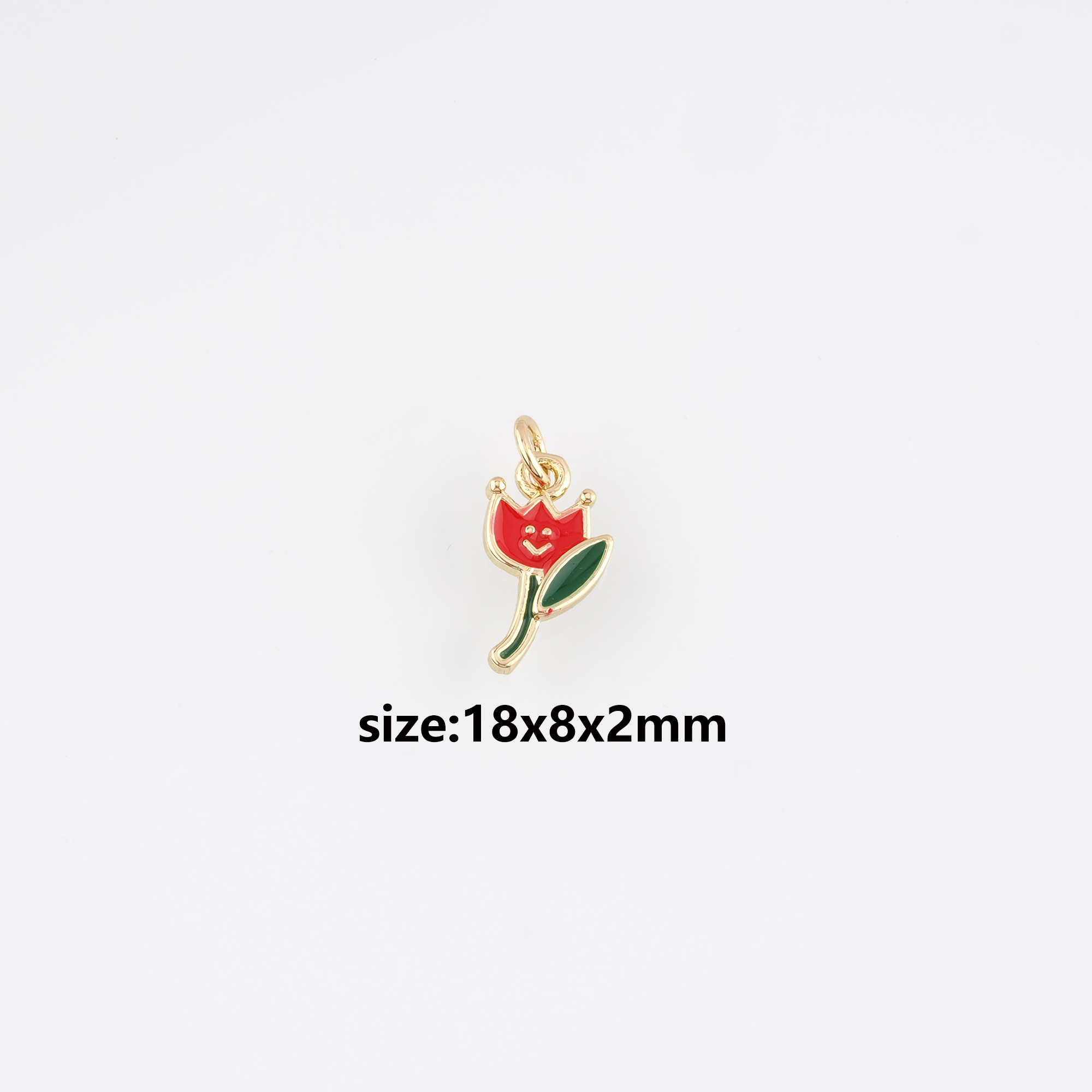 18K Gold Filled Flower Pendant,Enamel Flower Charm Earrings Necklace for DIY Jewelry Making Supply