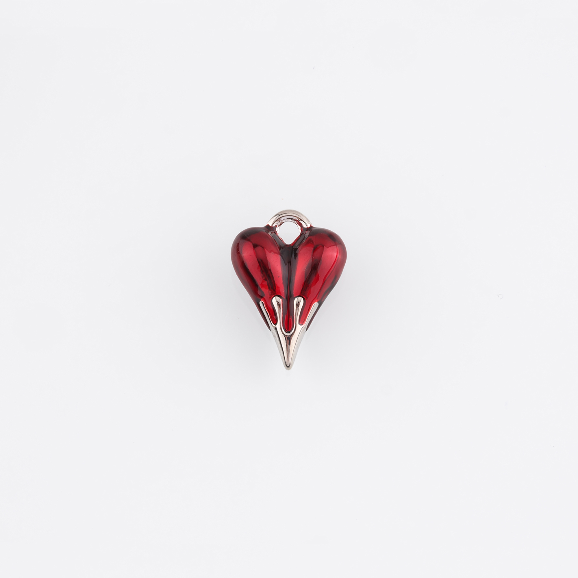 18K Gold Filled Heart Pendant,Enamel Heart Charm Earrings Necklace for DIY Jewelry Making Supply