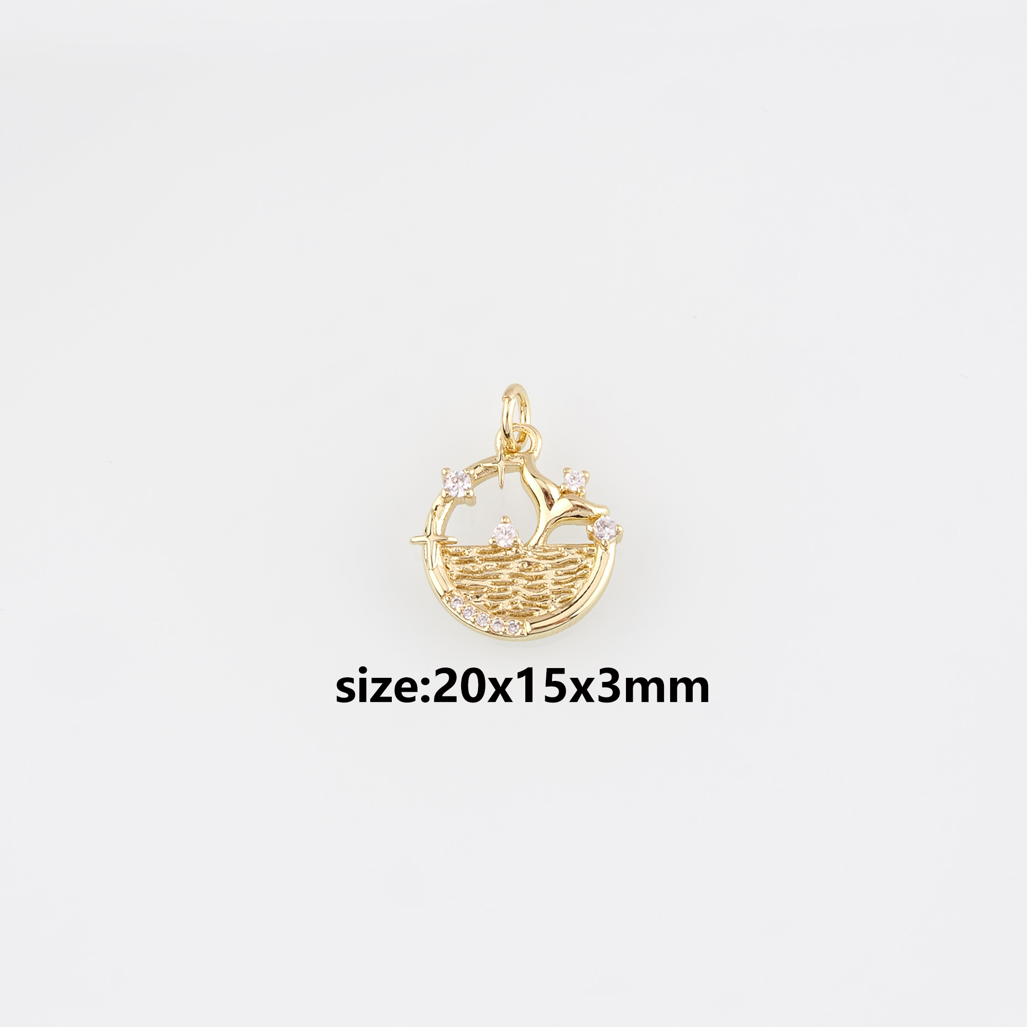 18K Gold Filled Mermaid Tail Pendant,CZ Micro Pave Whale Tail Charm Earrings Necklace for DIY Jewelry Making Supply