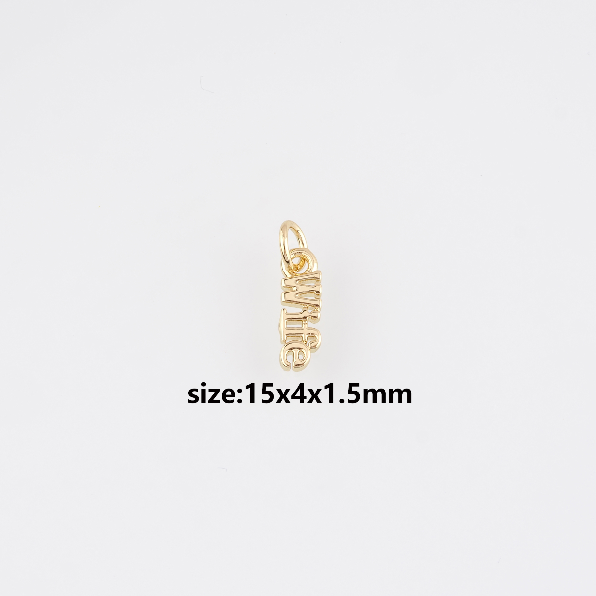 18K Gold Filled Wife Letter Pendant,Dainty Wife Charm Earrings Necklace for DIY Jewelry Making Supply