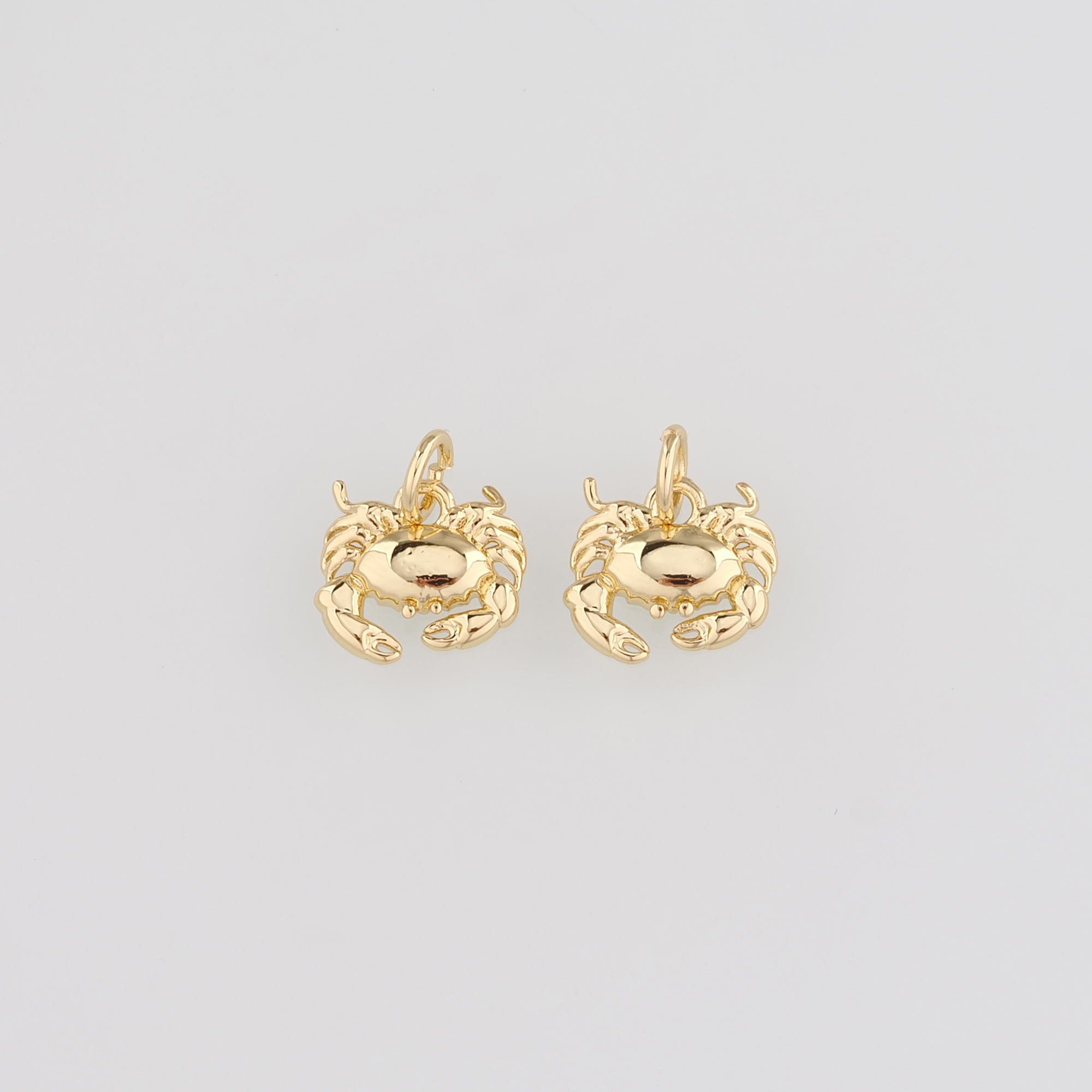 18K Gold Filled Crab Pendant,Gold Cancer Charm Earrings Necklace for DIY Jewelry Making Supply