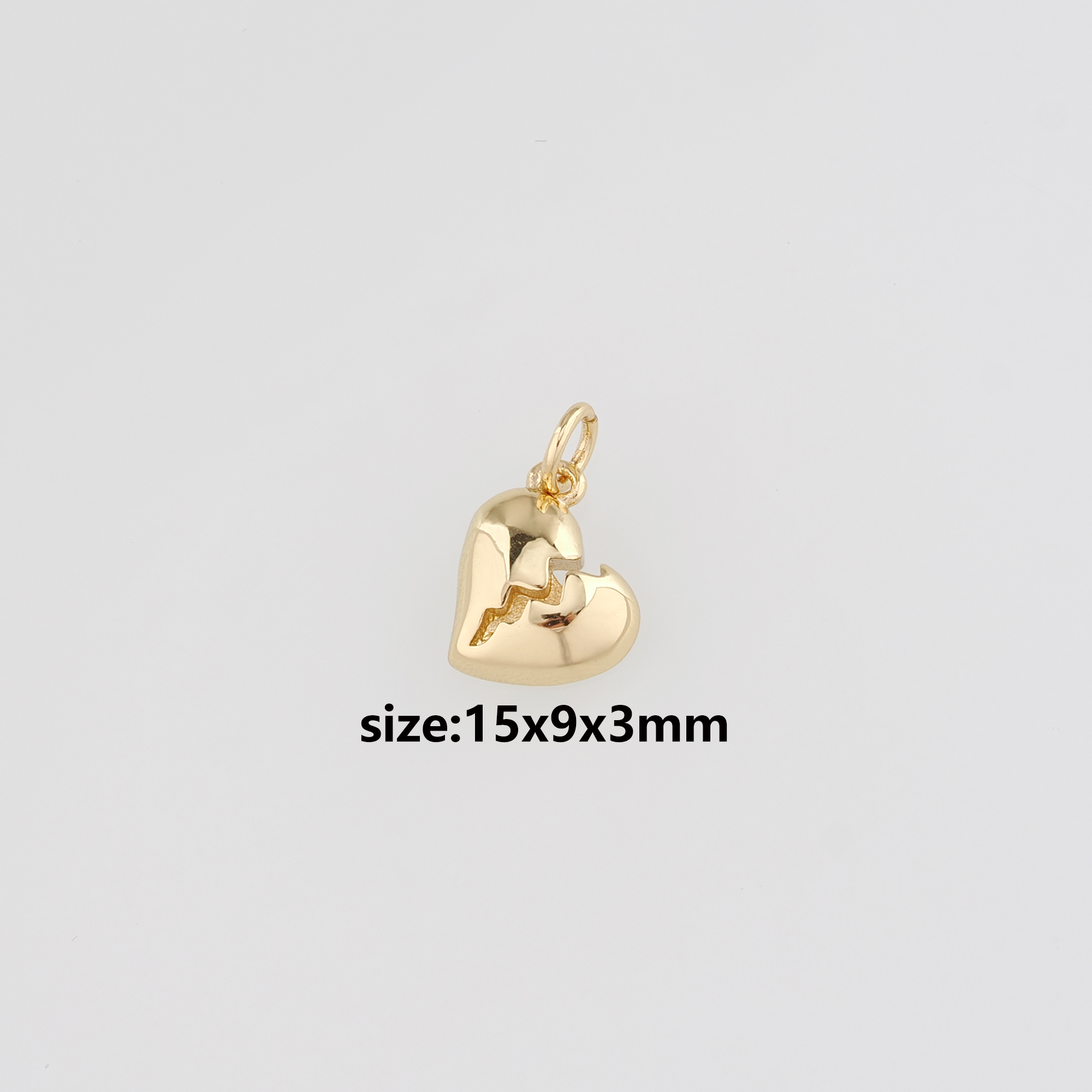 18K Gold Filled Heart Pendant,Heart Charm Earrings Necklace for DIY Jewelry Making Supply
