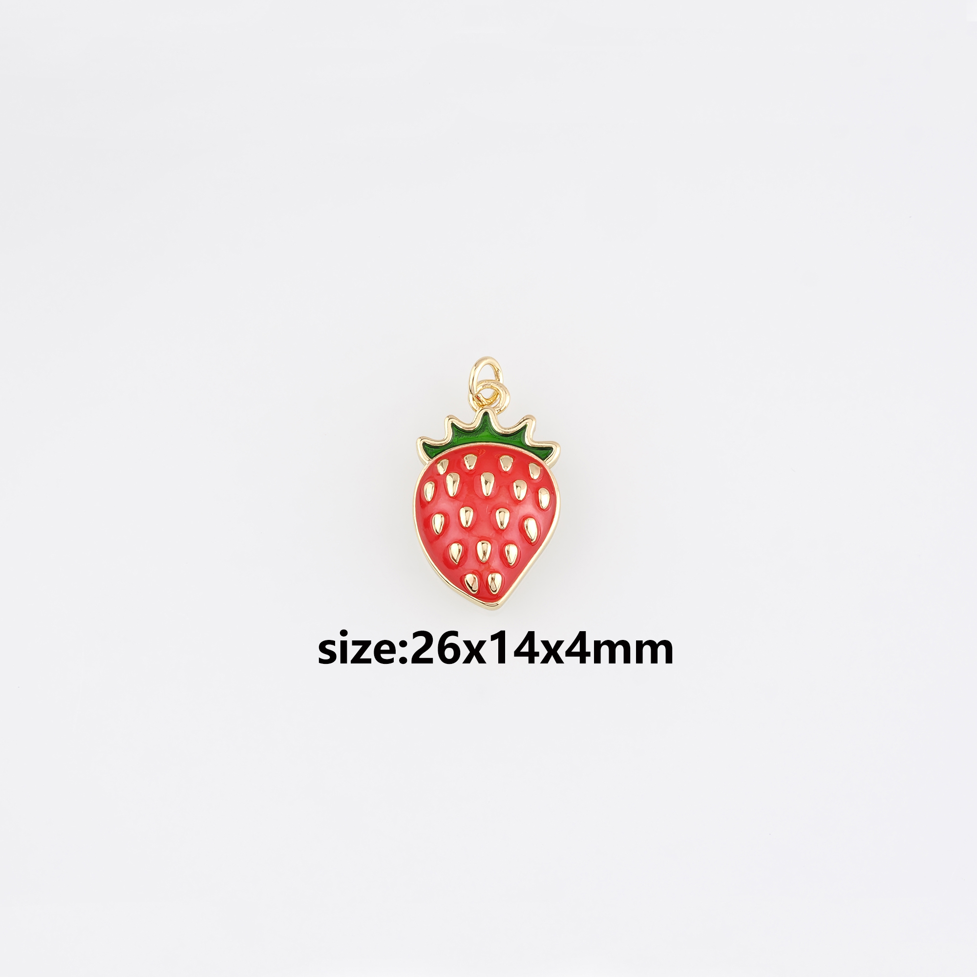 18K Gold Filled Strawberry Pendant,Enamel Strawberry Charm Earrings Necklace for DIY Jewelry Making Supply