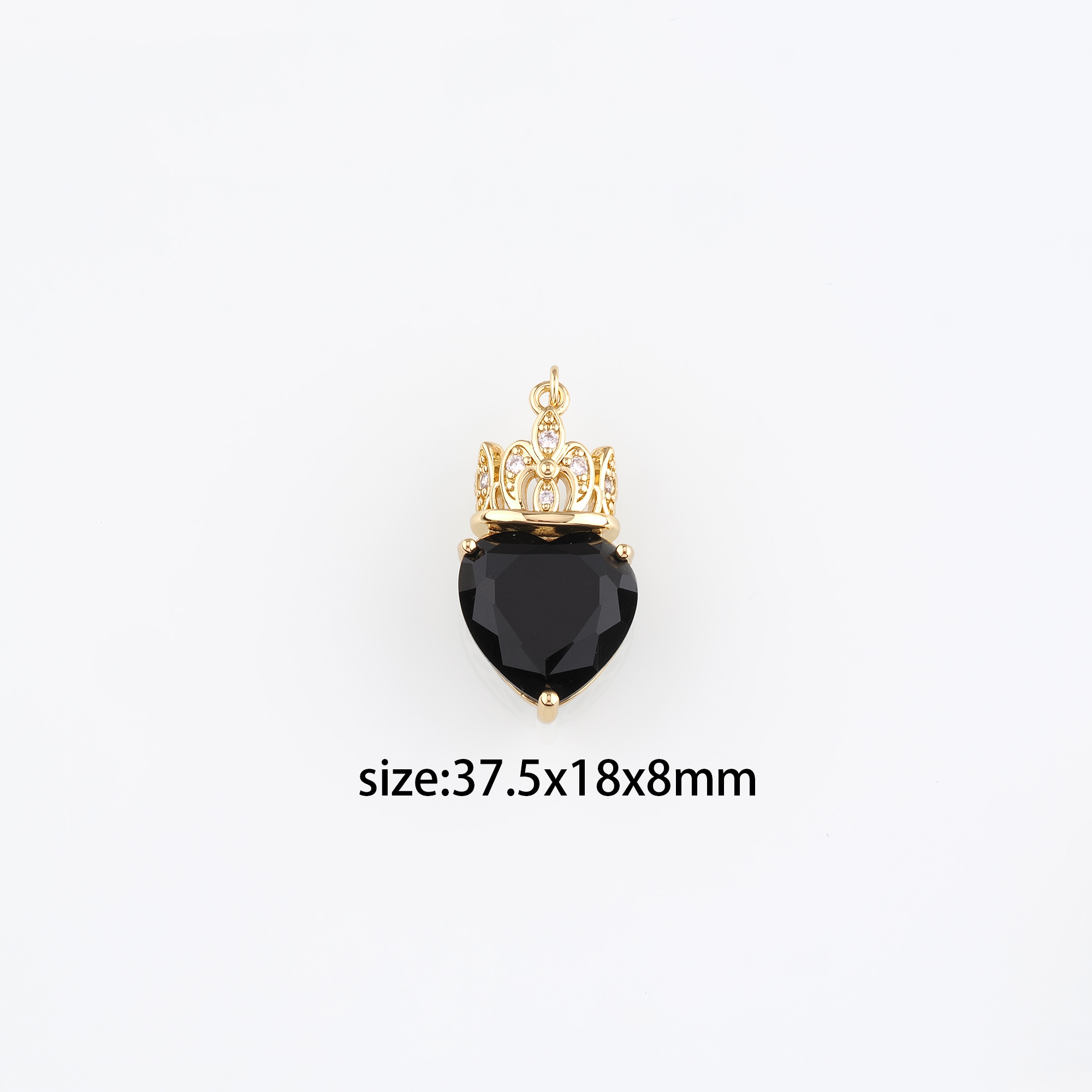 18K Gold Filled Heart Pendant,Dainty Crown Heart Charm Earrings Necklace for DIY Jewelry Making Supply