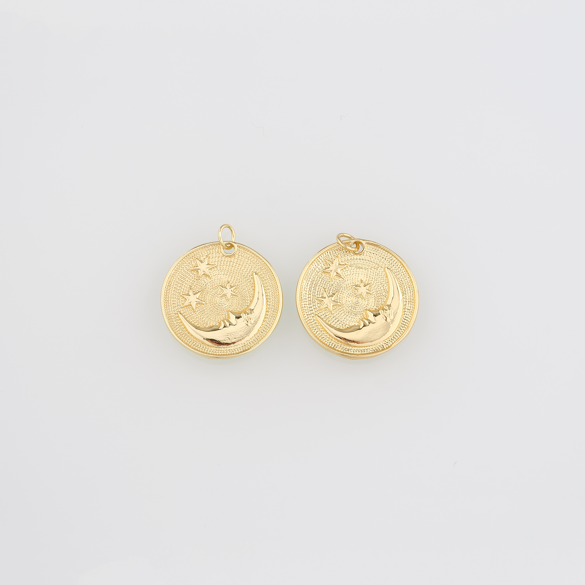 18K Gold Filled Moon Face Pendant,Celestial Charm,Dainty Moon Earrings Necklace for DIY Jewelry Making Supply