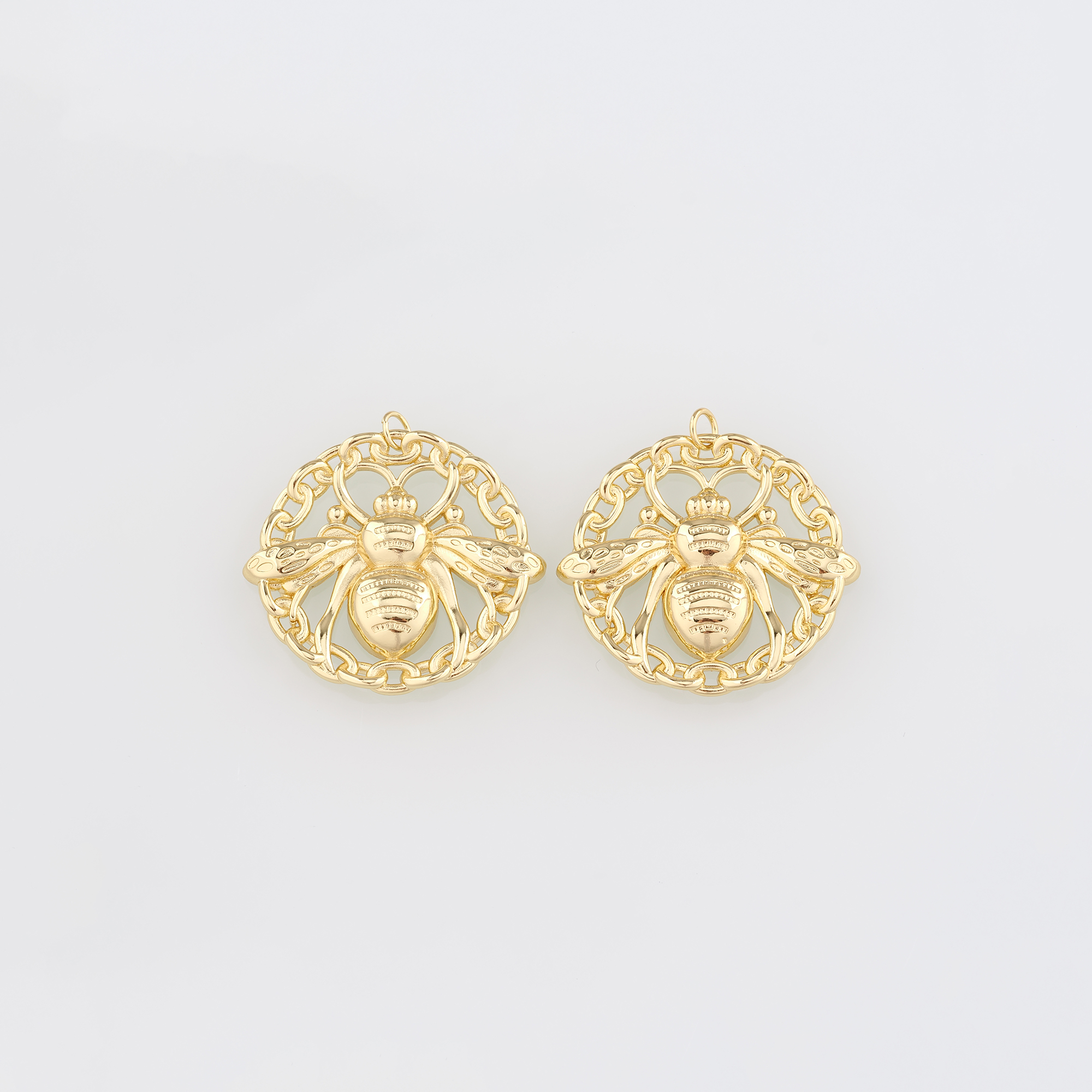 18K Gold Filled Bee Pendant,Dainty Bee Charm Earrings Necklace for DIY Jewelry Making Supply