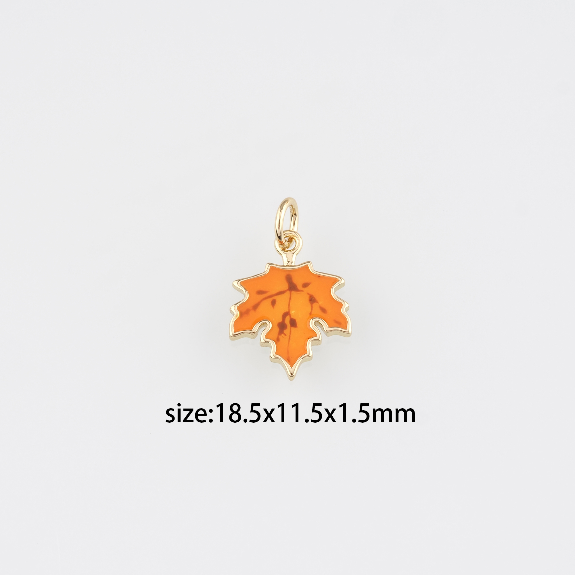 18K Gold Filled Maple Leaf Pendant,Enamel Leaf Charm Earrings Necklace for DIY Jewelry Making Supply