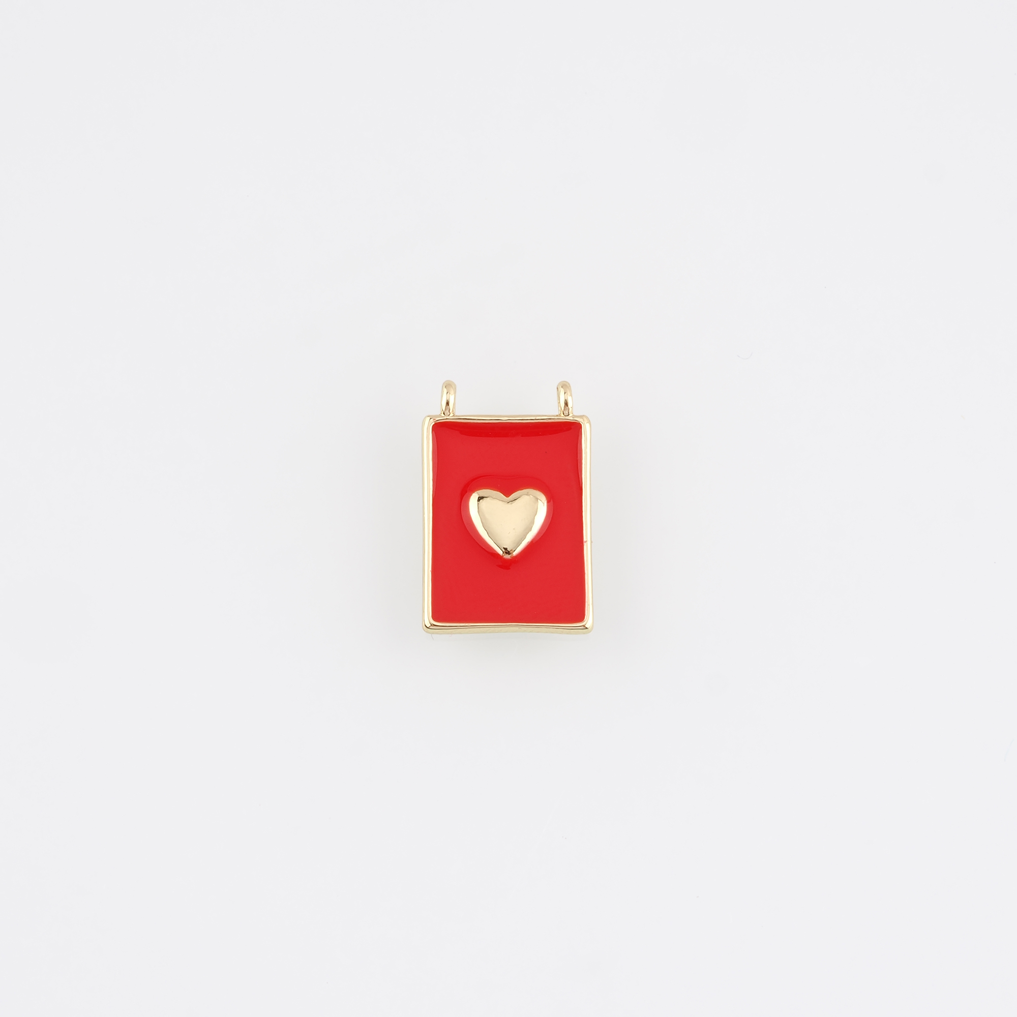 18K Gold Filled Heart Pendant,Enamel Heart Charm Earrings Necklace for DIY Jewelry Making Supply