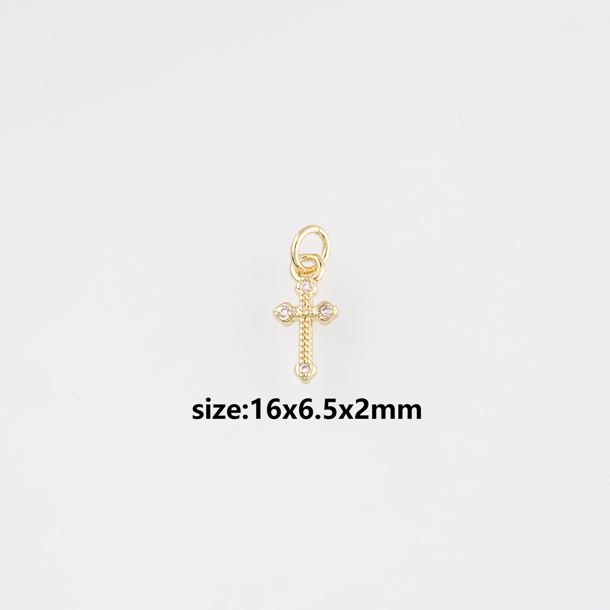 18K Gold Filled Cross Pendant,CZ Religious Charm Earrings Necklace for DIY Jewelry Making Supply