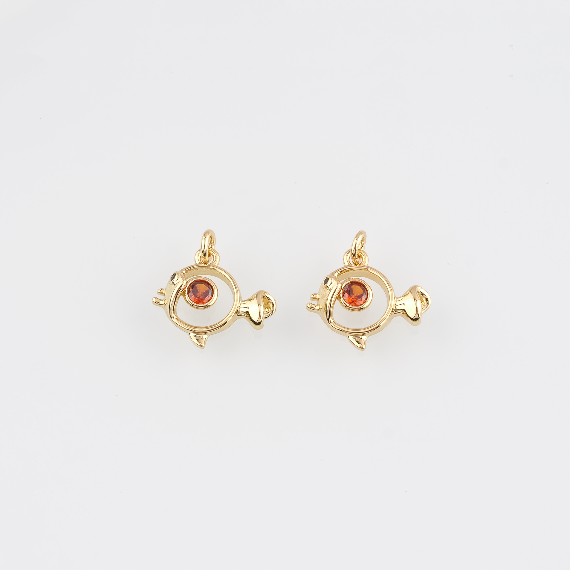 18K Gold Filled Fish Pendant,Fish Charm Earrings Necklace for DIY Jewelry Making Supply