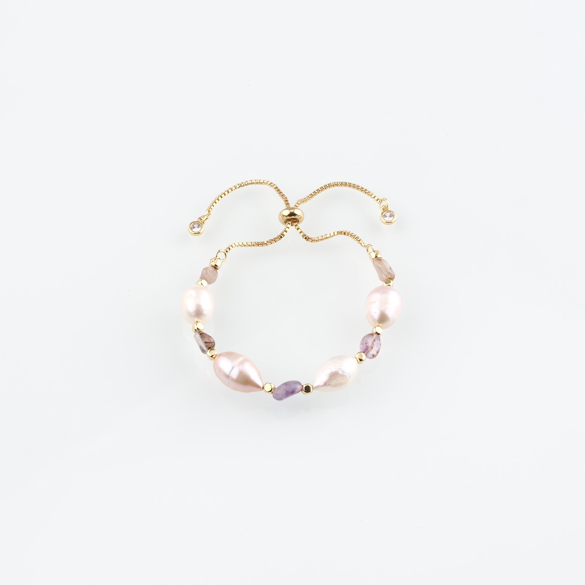 18K Gold Filled Beaded Chain Bracelet,Pearl Ball Bracelet,Adjustable Bracelet,Gift For Her