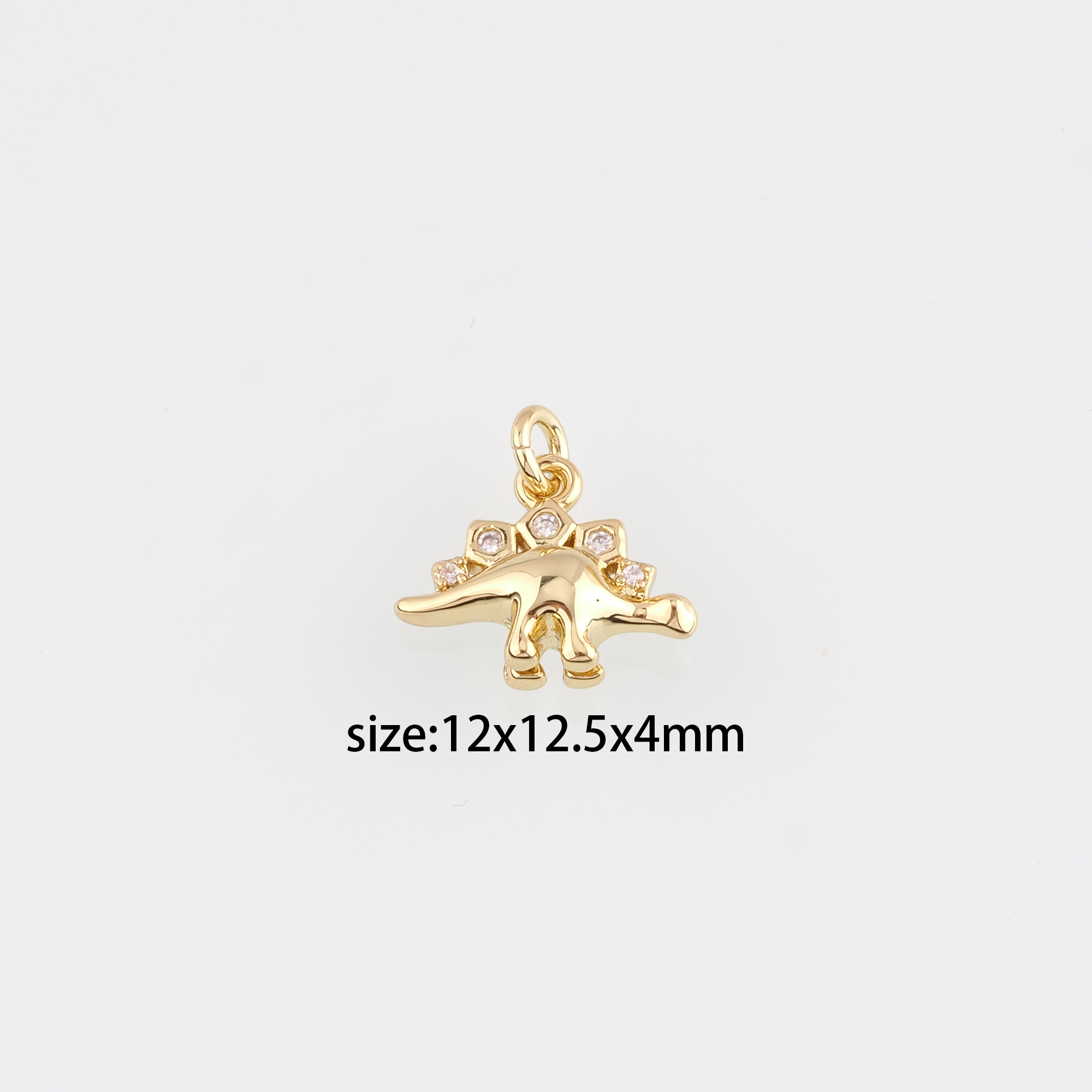 18K Gold Filled Dinosaur Pendant,CZ Micro Pave Dinosaur Charm Earrings Necklace for DIY Jewelry Making Supply