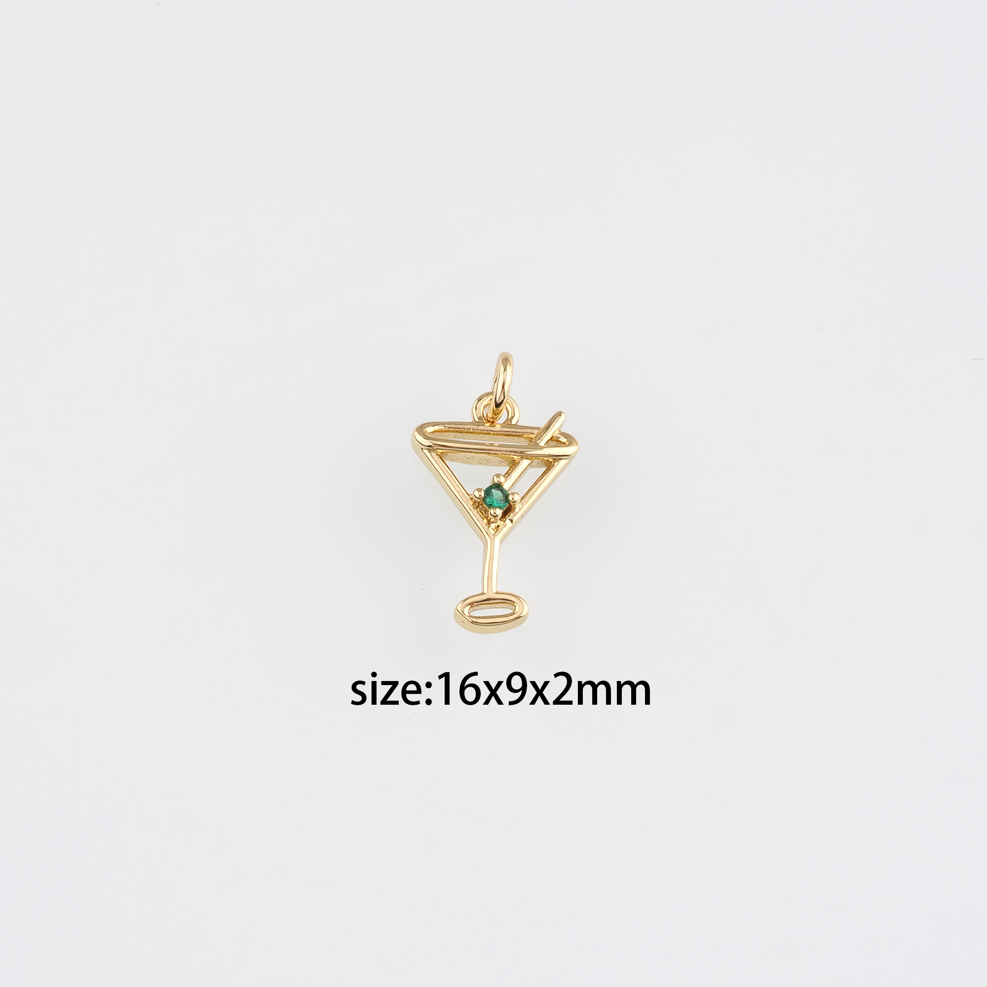 18K Gold Filled Wine Glass Pendant,CZ Micro Pave Wine Glass Charm Earrings Necklace for DIY Jewelry Making Supply