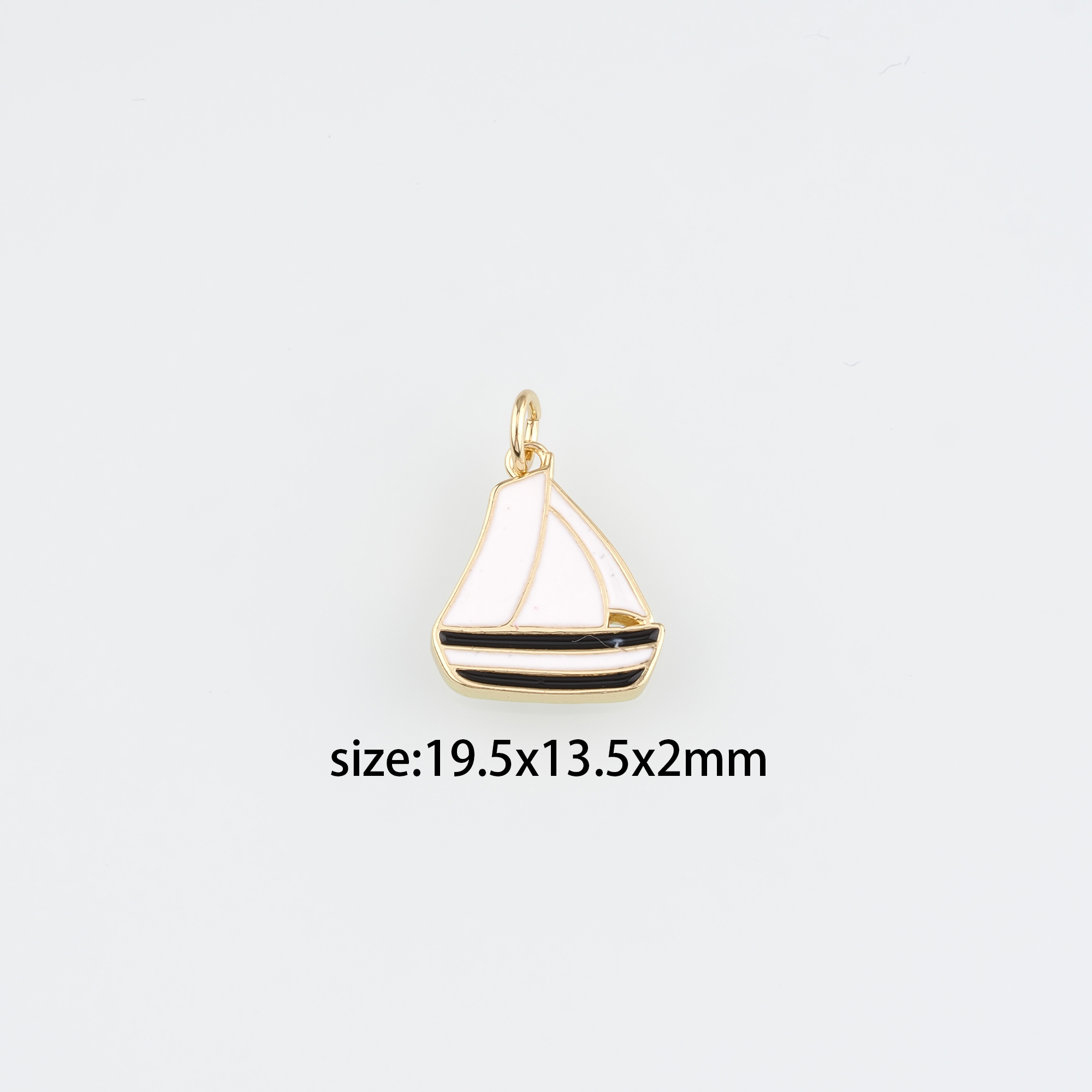 18K Gold Filled Sail Boat Pendant,Enamel Sail Boat Charm Earrings Necklace for DIY Jewelry Making Supply