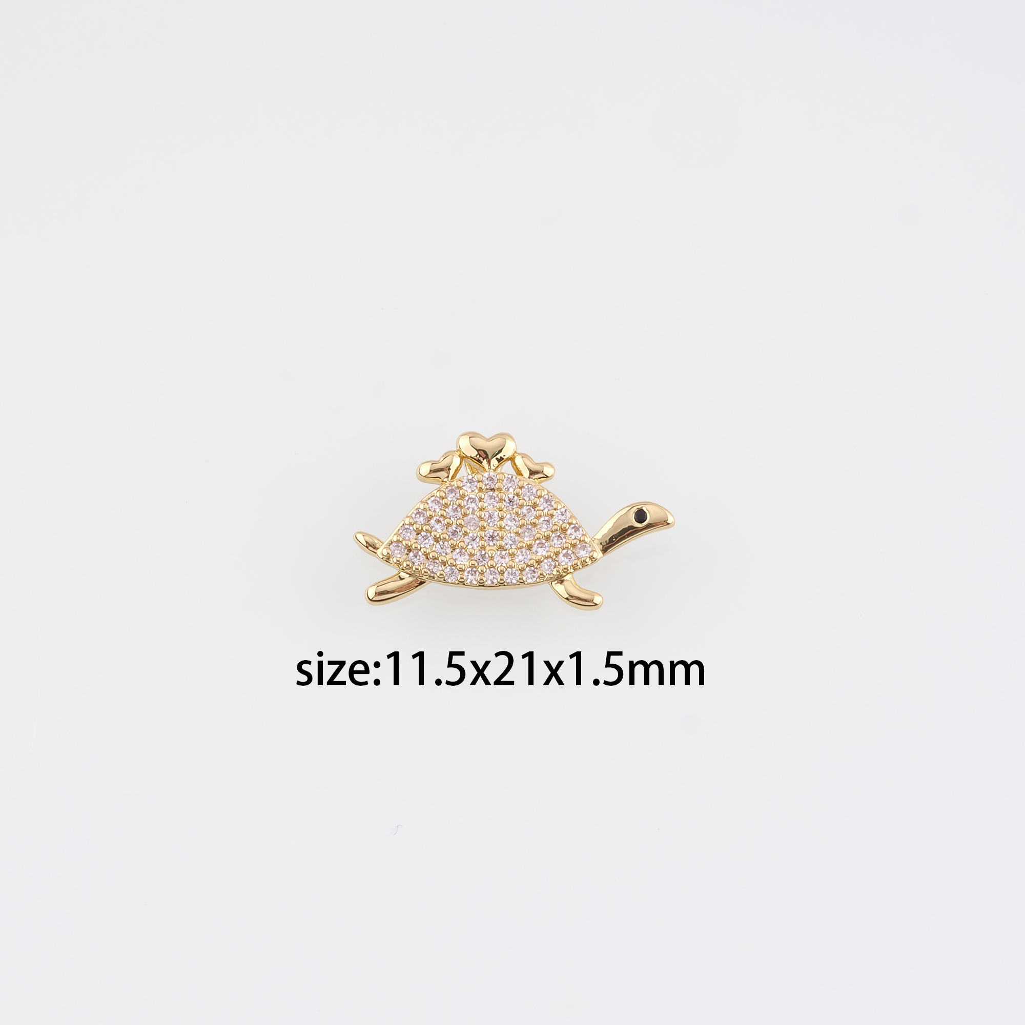 18K Gold Filled Turtle Pendant,CZ Micro Pave Turtle Charm Earrings Necklace for DIY Jewelry Making Supply