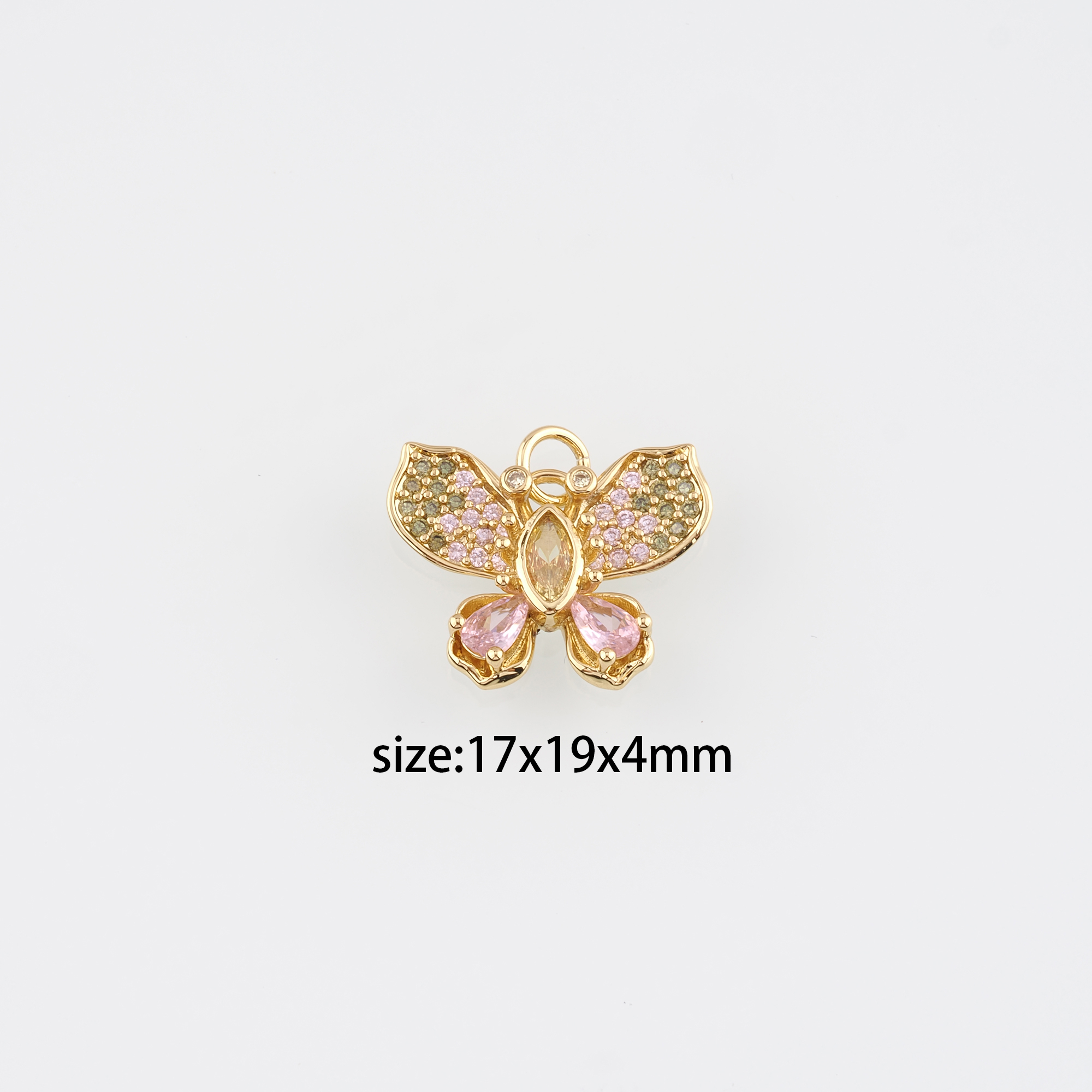 18K Gold Filled Butterfly Pendant,CZ Micro Pave Butterfly Charm Earrings Necklace for DIY Jewelry Making Supply
