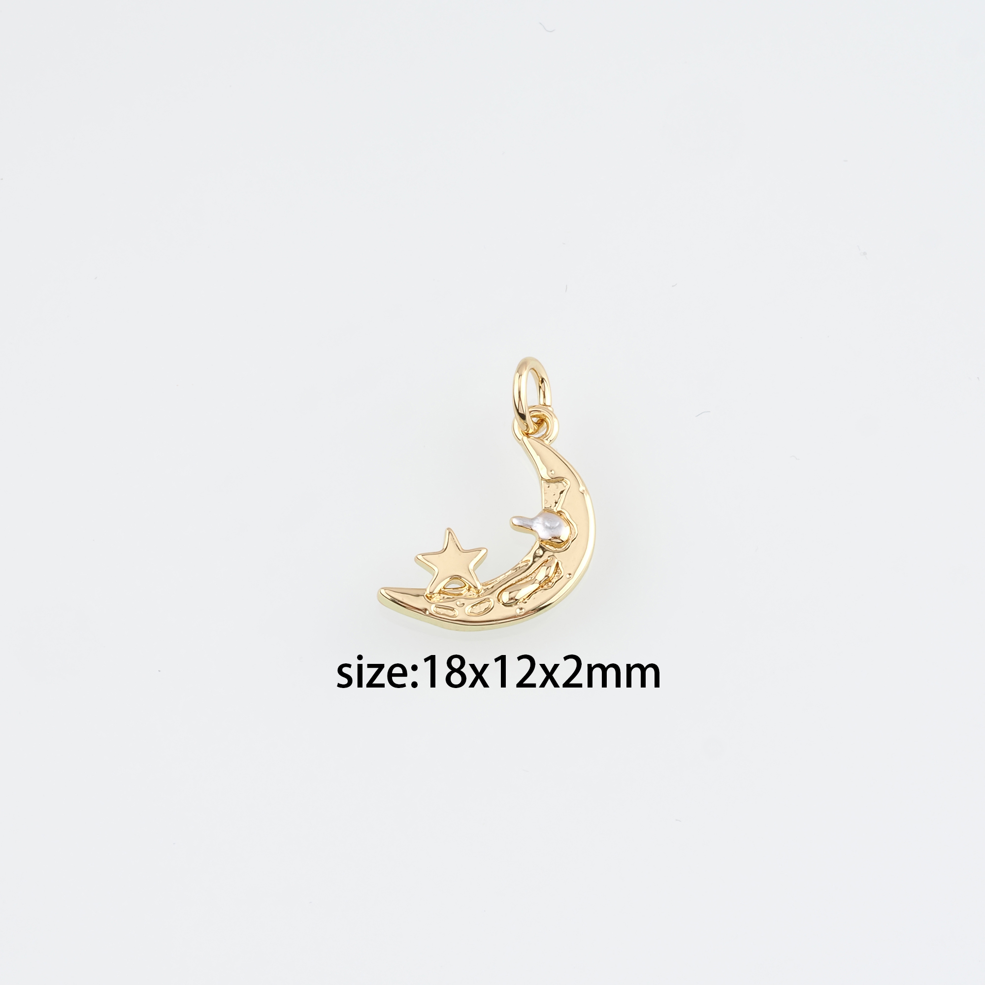 18K Gold Filled Moon Pendant,Celestial Charm Earrings Necklace for DIY Jewelry Making Supply