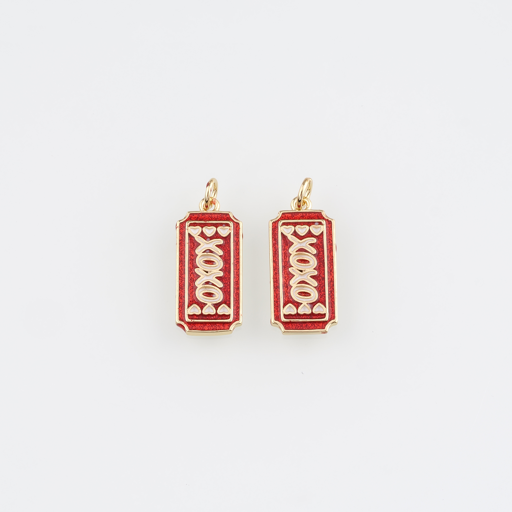 18K Gold Filled XOXO Pendant,Enamel XOXO Charm Earrings Necklace for DIY Jewelry Making Supply