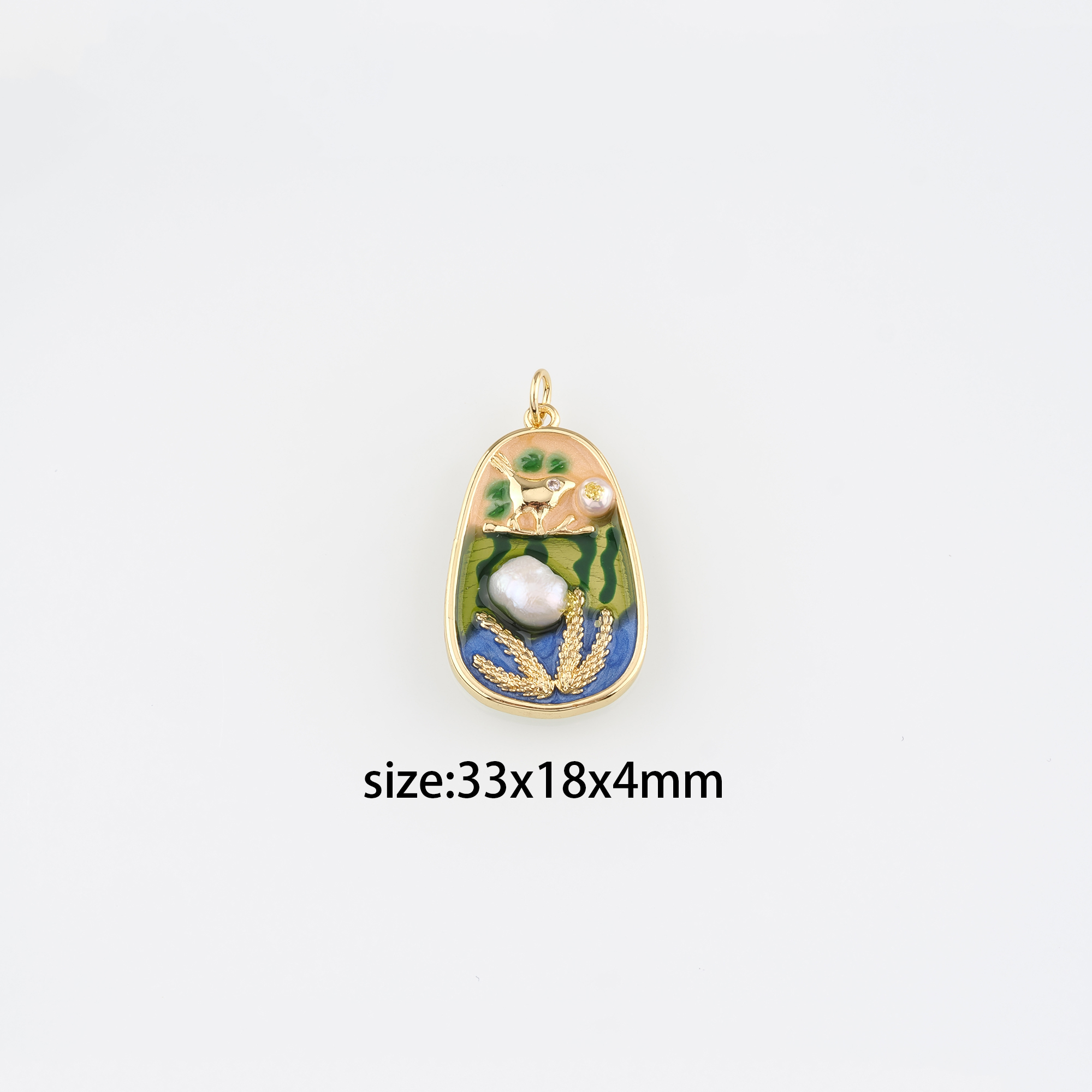 18K Gold Filled Flower Pendant,Enamel Flower Charm Earrings Necklace for DIY Jewelry Making Supply