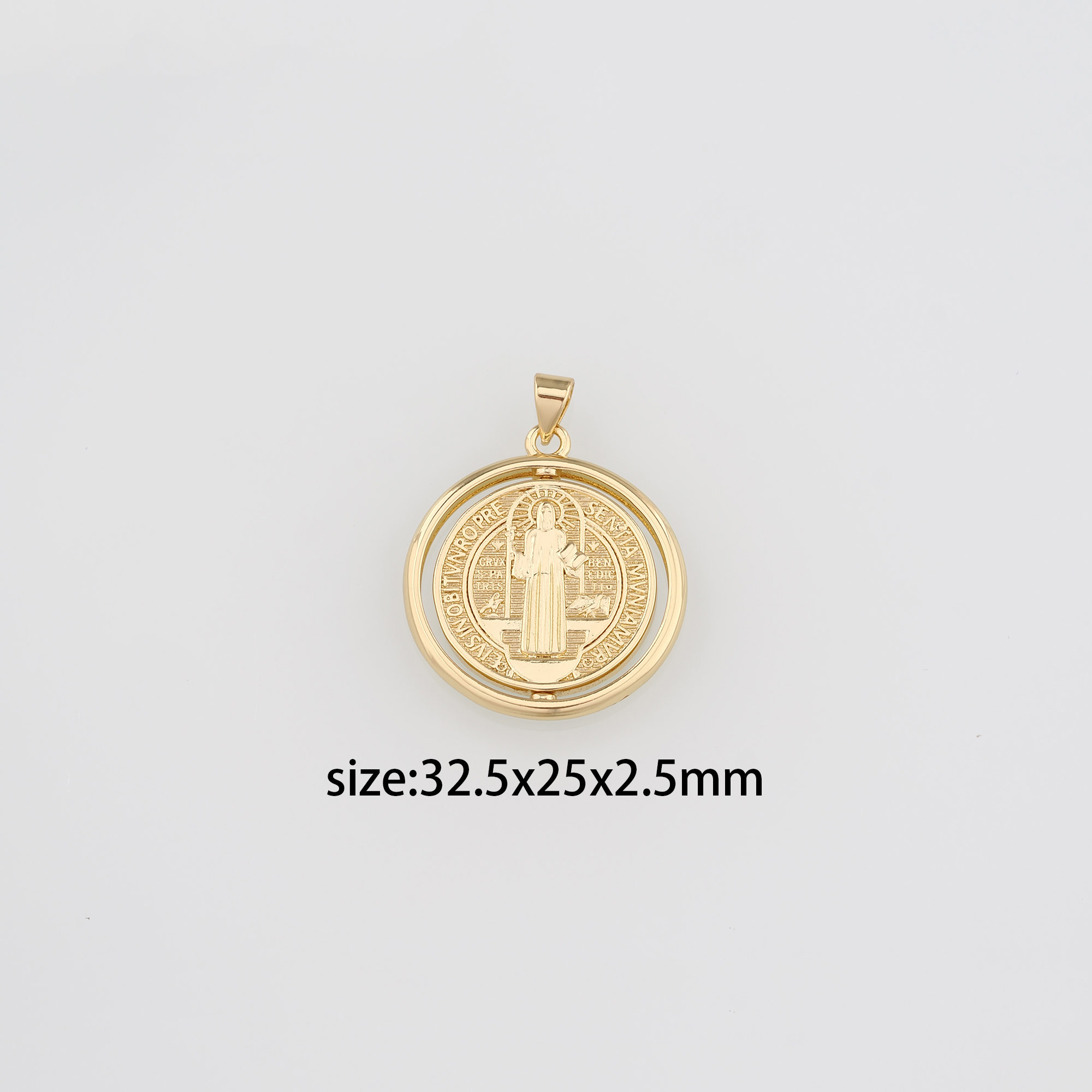 18K Gold Filled Benedict Pendant,Religious Charm Earrings Necklace for DIY Jewelry Making Supply
