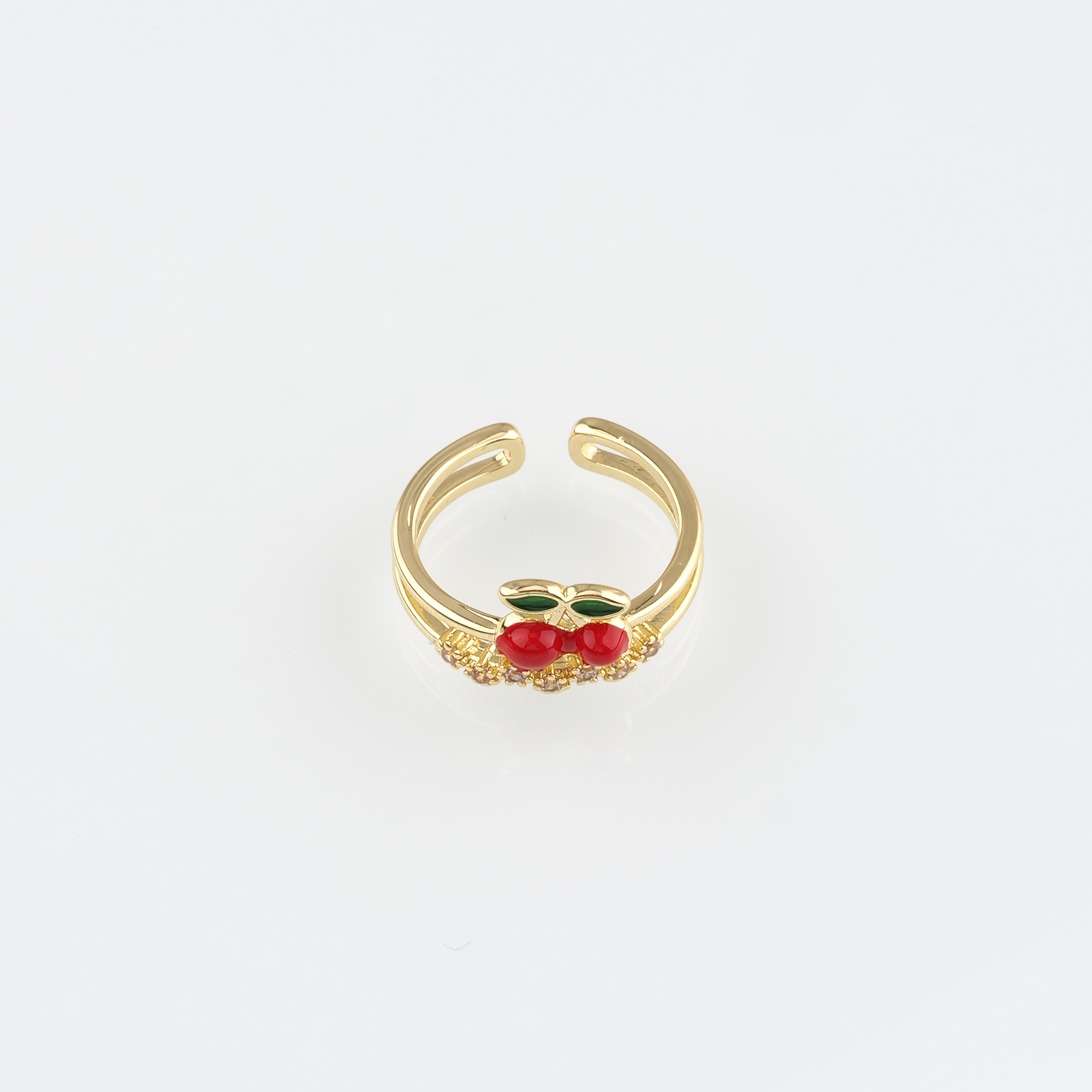 18K Gold Filled Cherry Ring,Enamel Fruit Rings,Dainty Ring,Adjustable Ring,Minimalist Ring