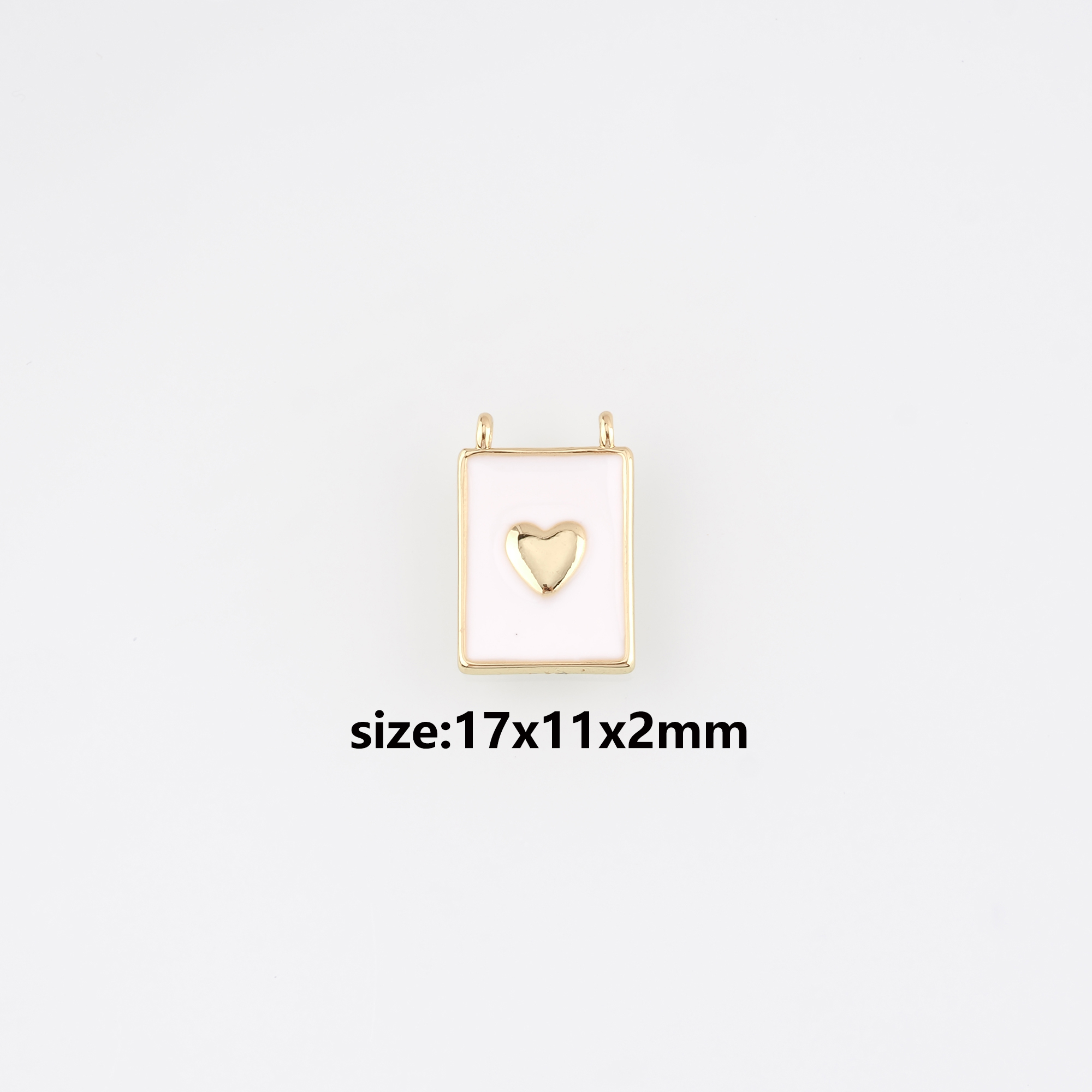 18K Gold Filled Heart Pendant,Enamel Heart Charm Earrings Necklace for DIY Jewelry Making Supply