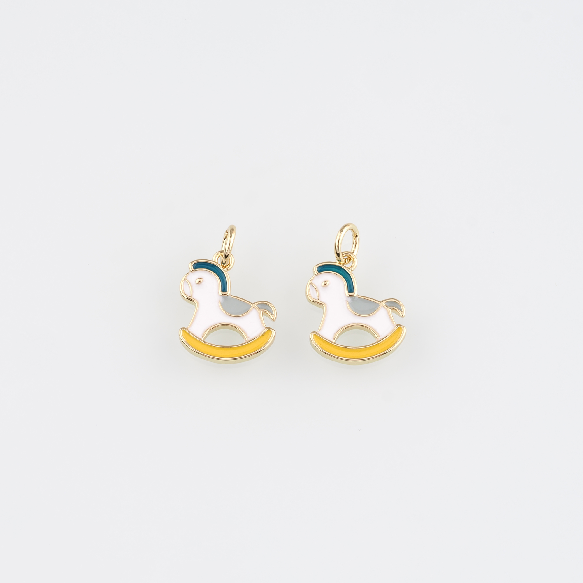 18K Gold Filled Trojan Horse Pendant,Enamel Trojan Horse Charm Earrings Necklace for DIY Jewelry Making Supply