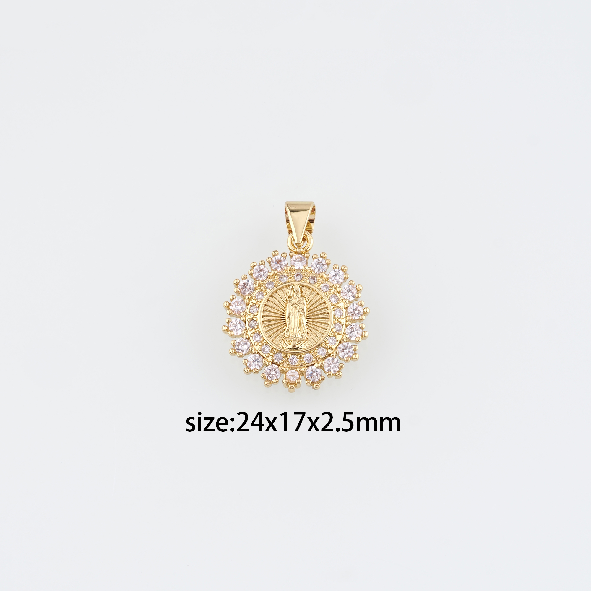 18K Gold Filled Virgin Mary Pendant,Religious Charm Earrings Necklace for DIY Jewelry Making Supply