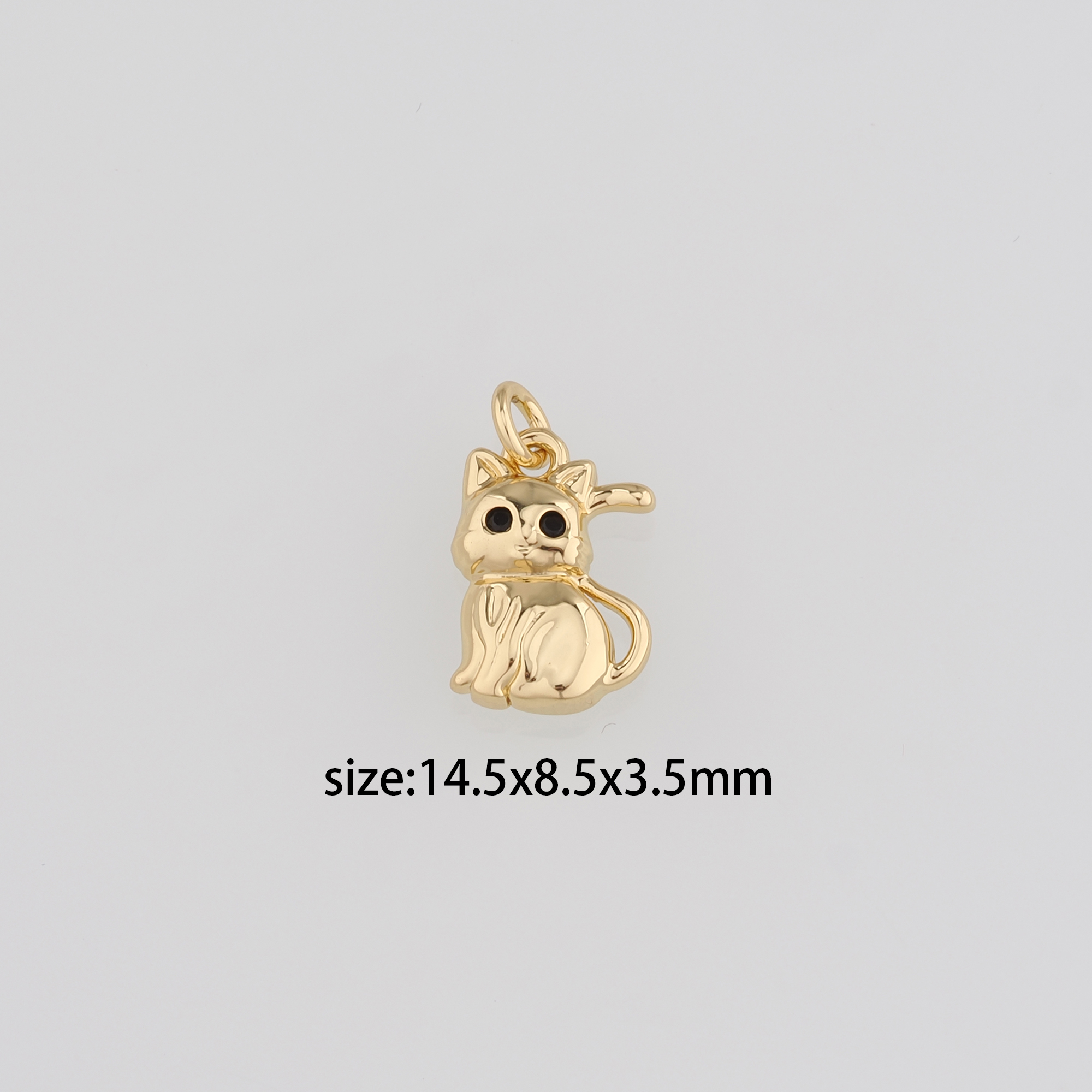 18K Gold Filled Cat Pendant,Animal Charm,Cat Earrings Necklace for DIY Jewelry Making Supply