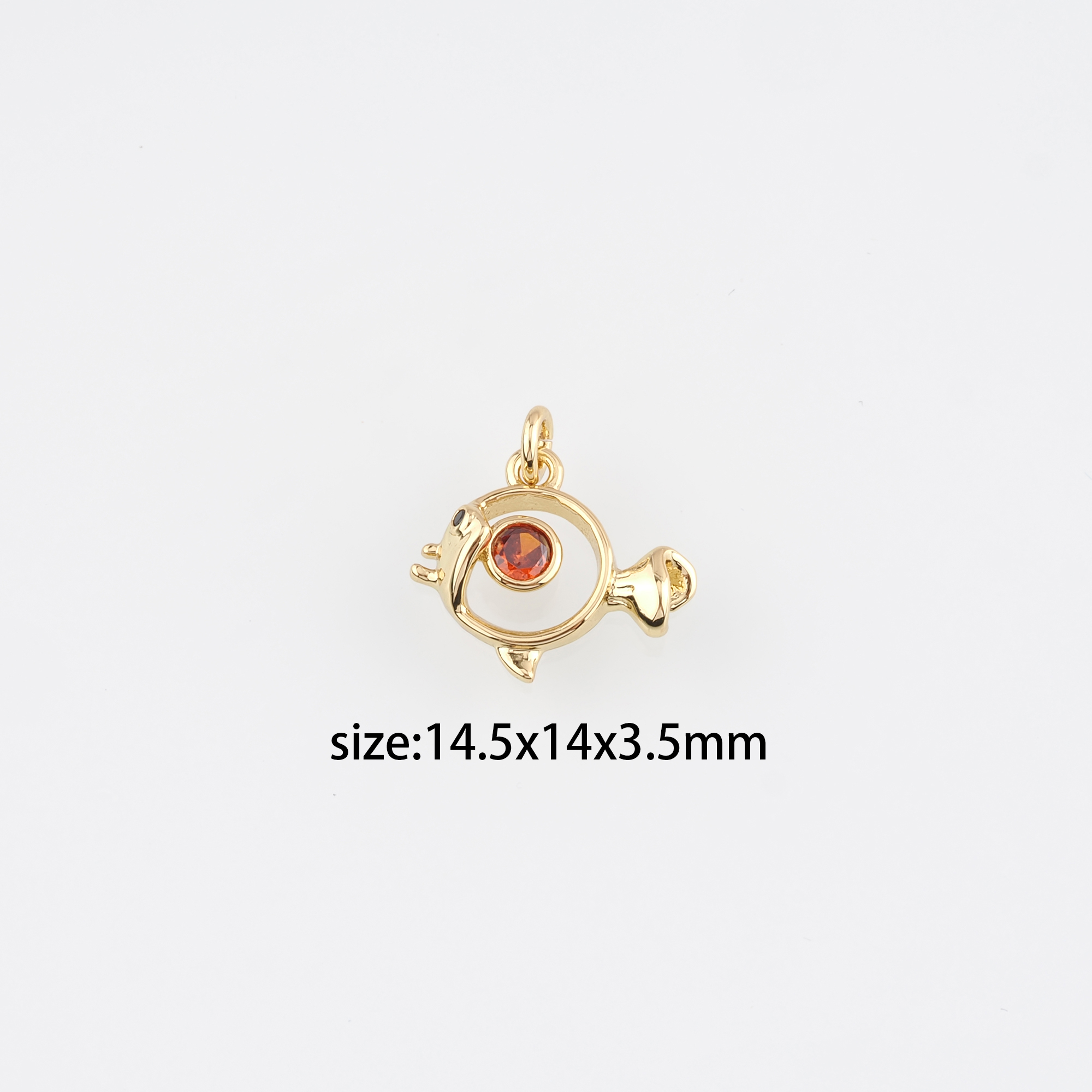 18K Gold Filled Fish Pendant,Fish Charm Earrings Necklace for DIY Jewelry Making Supply