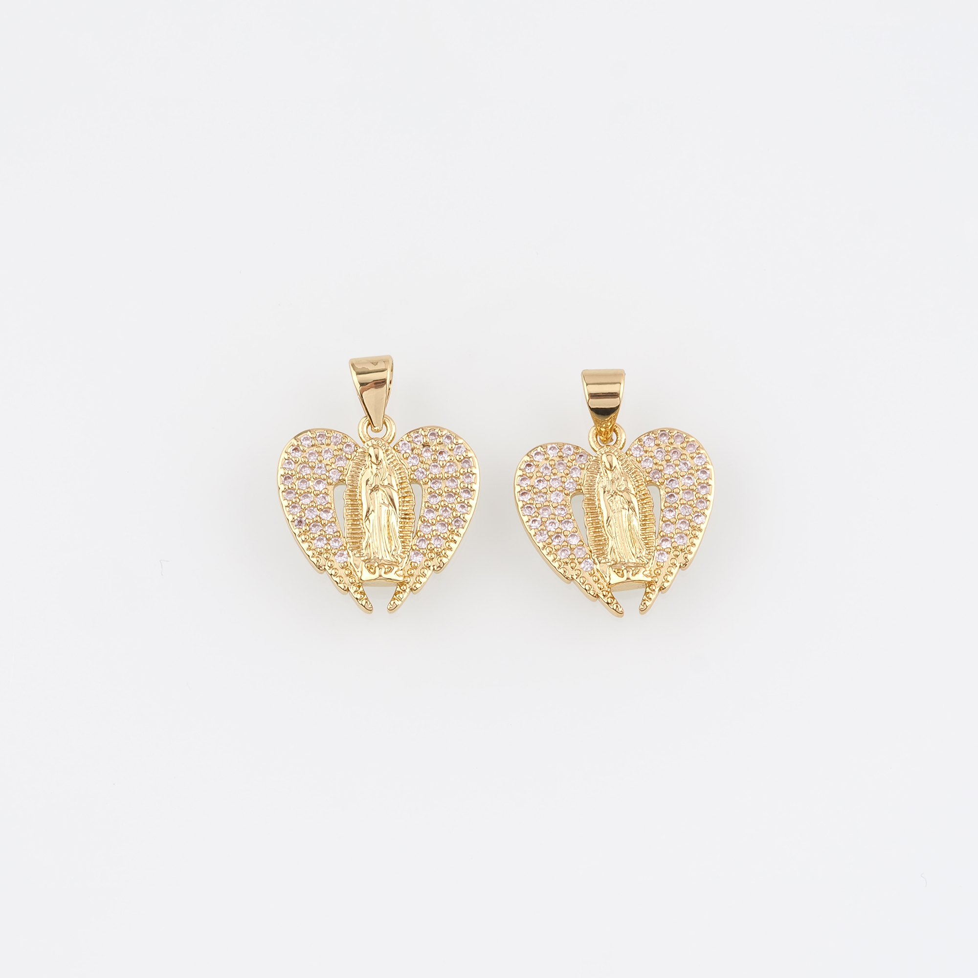 18K Gold Filled Virgin Mary Pendant,Religious Charm Earrings Necklace for DIY Jewelry Making Supply