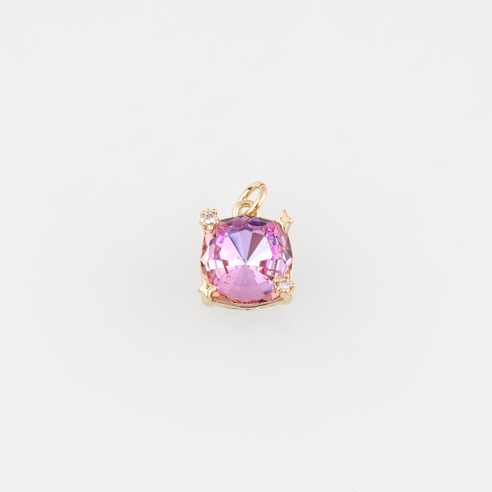 18K Gold Filled Square Pendant,Crystal Square Charm Earrings Necklace for DIY Jewelry Making Supply