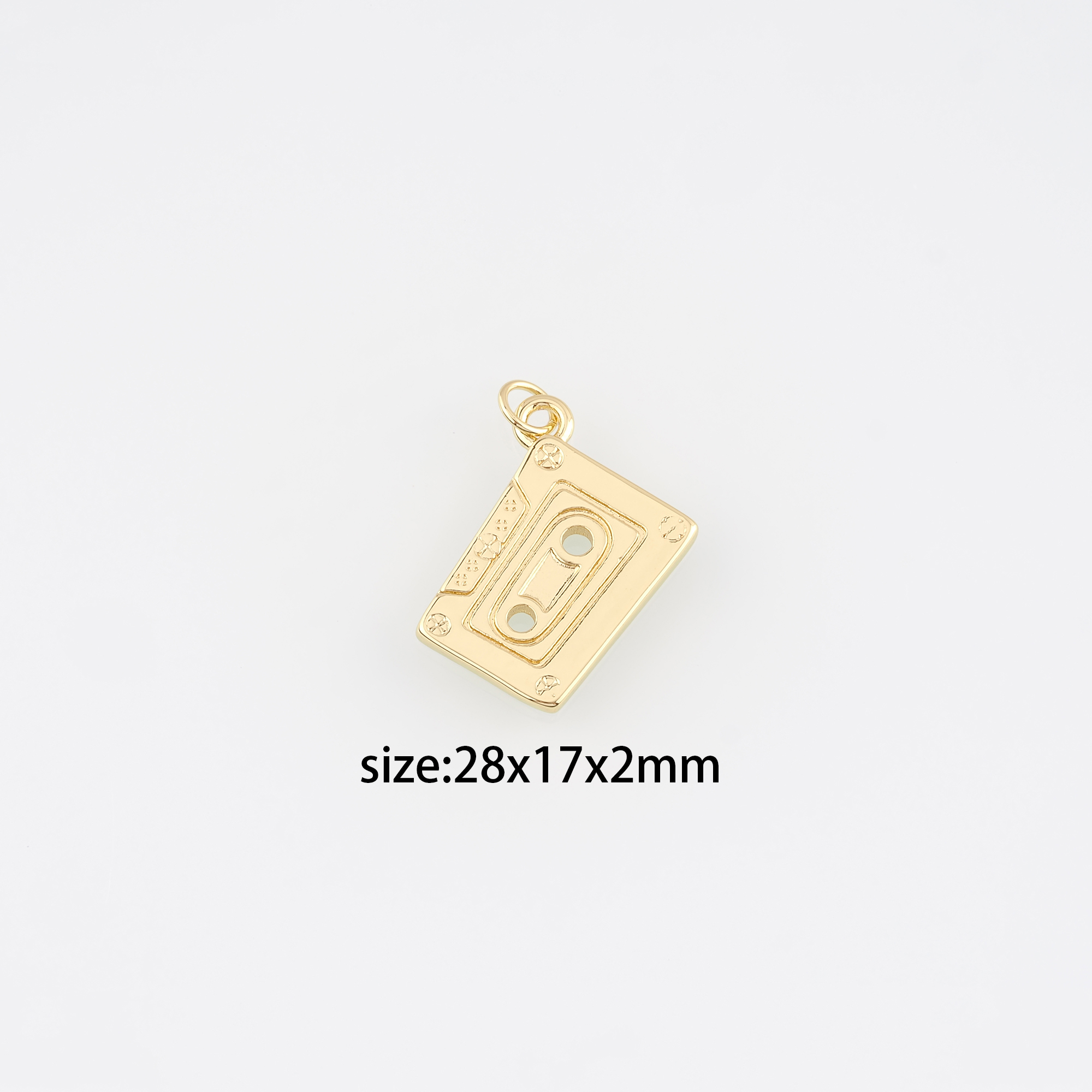 18K Gold Filled Tape Pendant,Dainty Cassette Tape Charm Earrings Necklace for DIY Jewelry Making Supply
