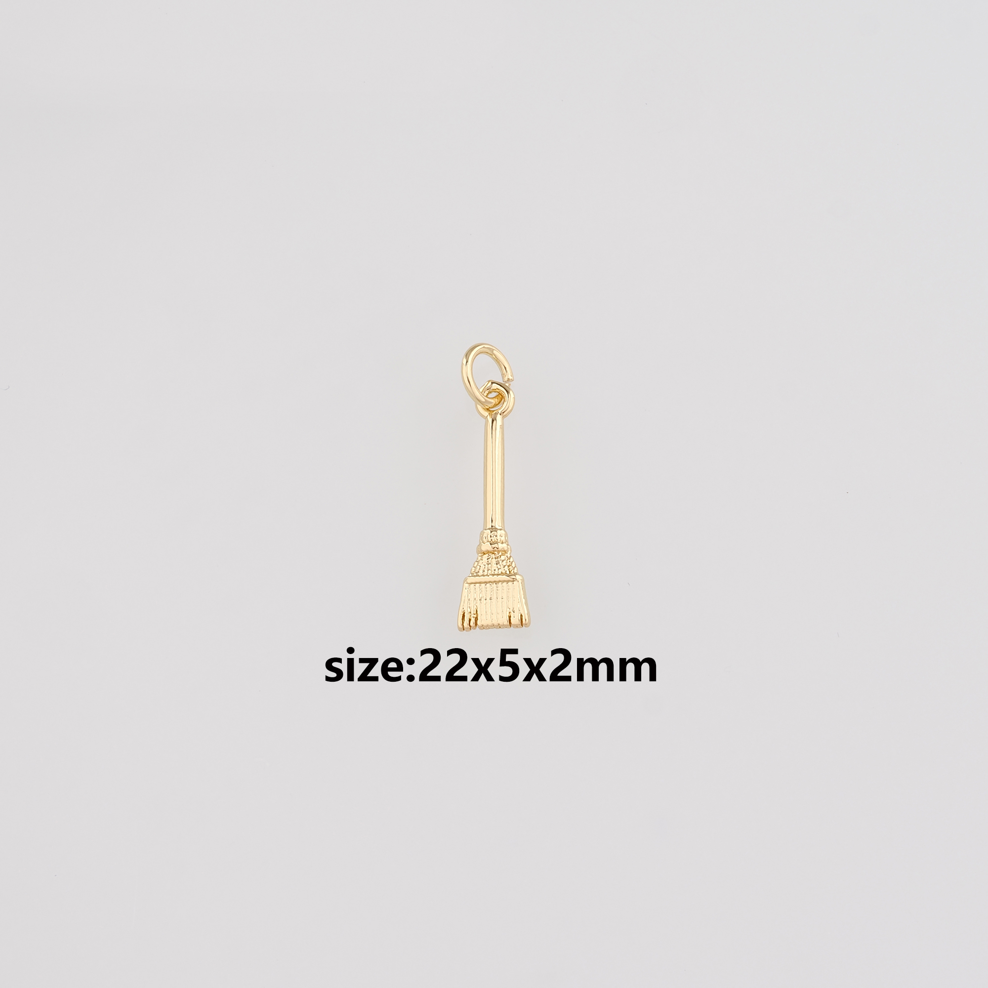 18K Gold Filled Broom Pendant,Dainty Witch Broom Charm Earrings Necklace for DIY Jewelry Making Supply