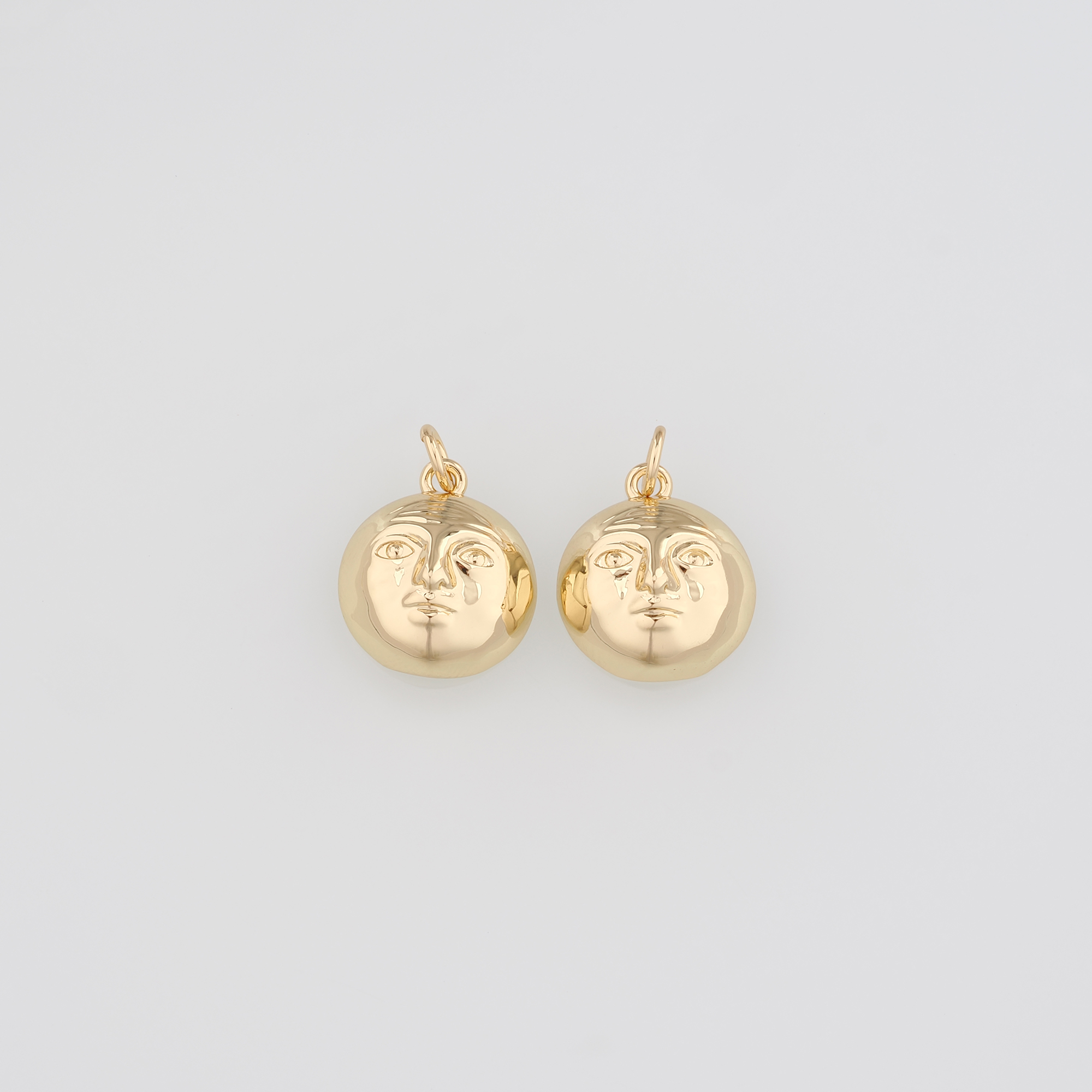 18K Gold Filled Moon Face Pendant,Celestial Charm,Dainty Moon Earrings Necklace for DIY Jewelry Making Supply