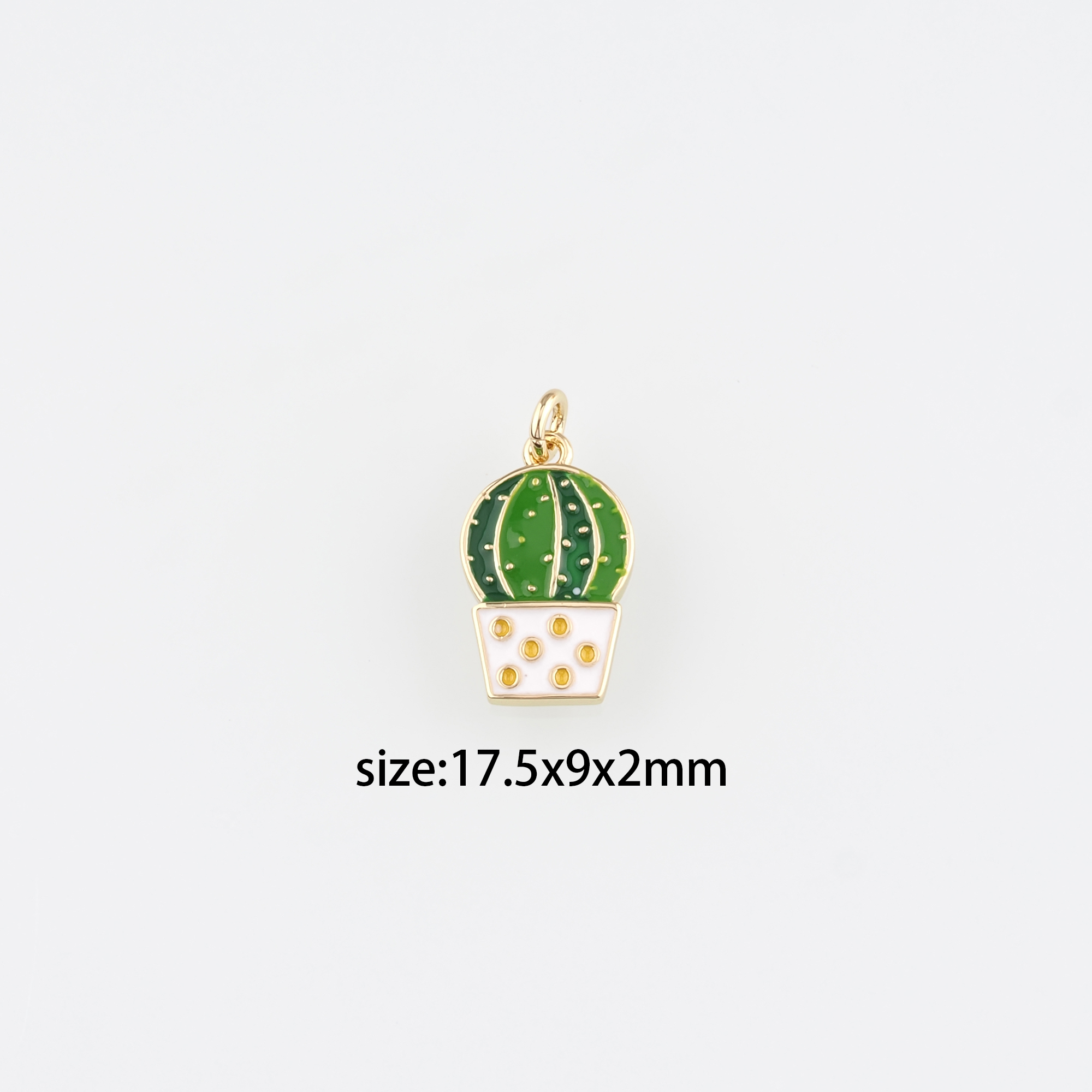 18K Gold Filled Cactus Pendant,Enamel Cactus Charm Earrings Necklace for DIY Jewelry Making Supply