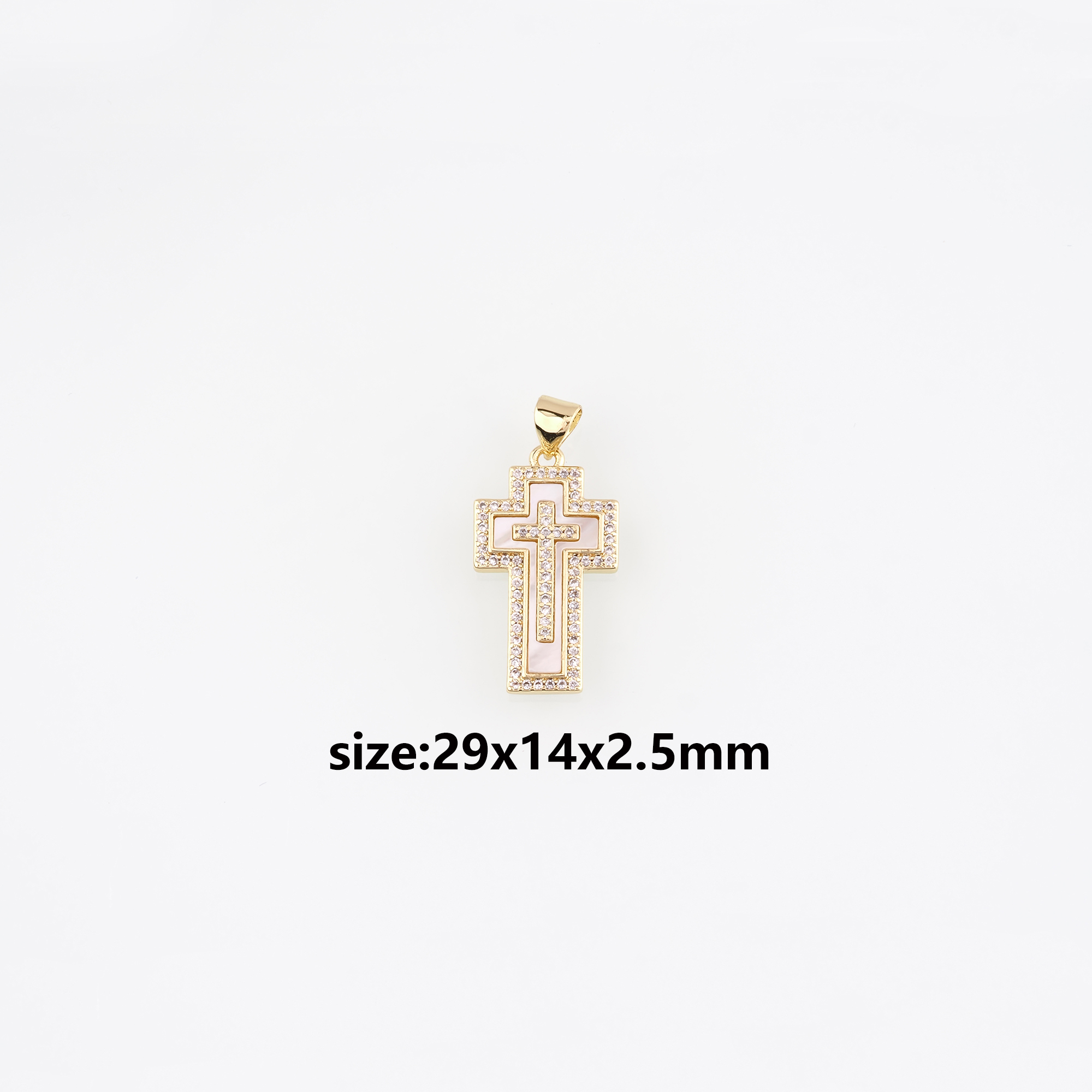 18K Gold Filled Cross Pendant,CZ Religious Charm Earrings Necklace for DIY Jewelry Making Supply