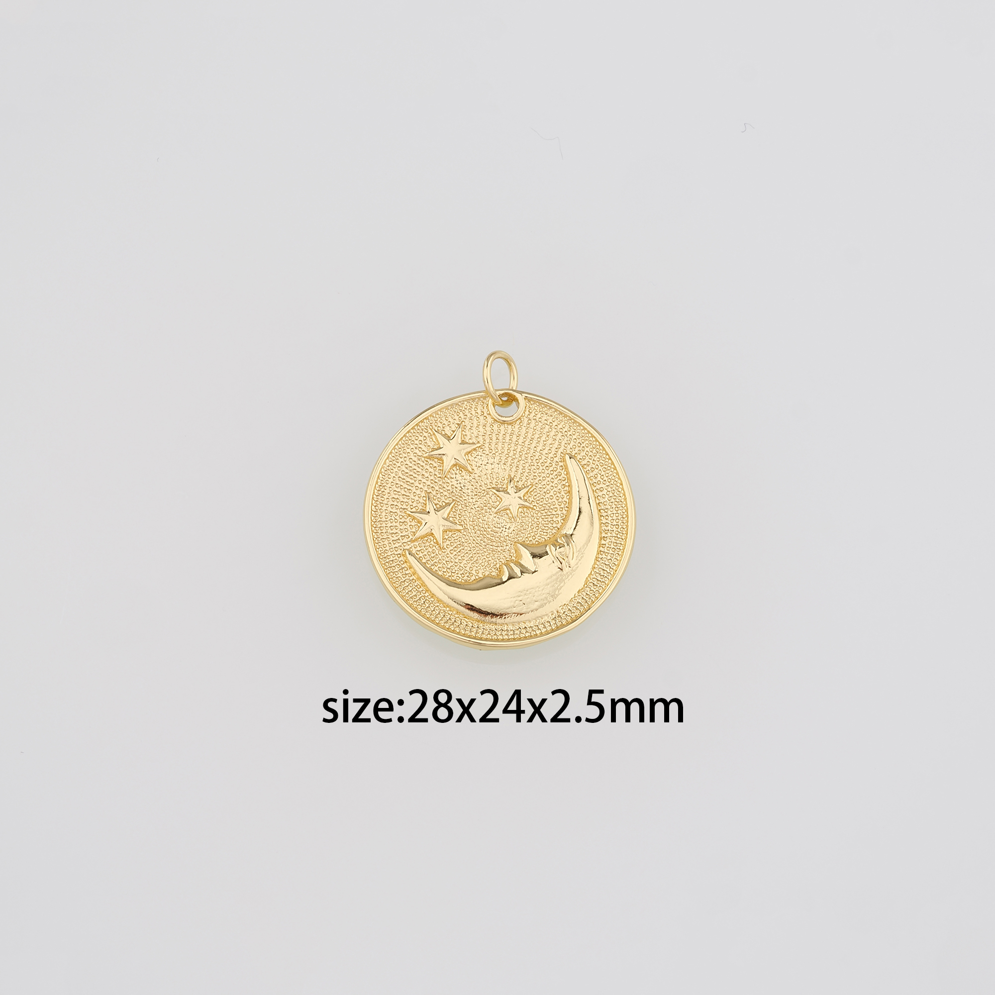 18K Gold Filled Moon Face Pendant,Celestial Charm,Dainty Moon Earrings Necklace for DIY Jewelry Making Supply