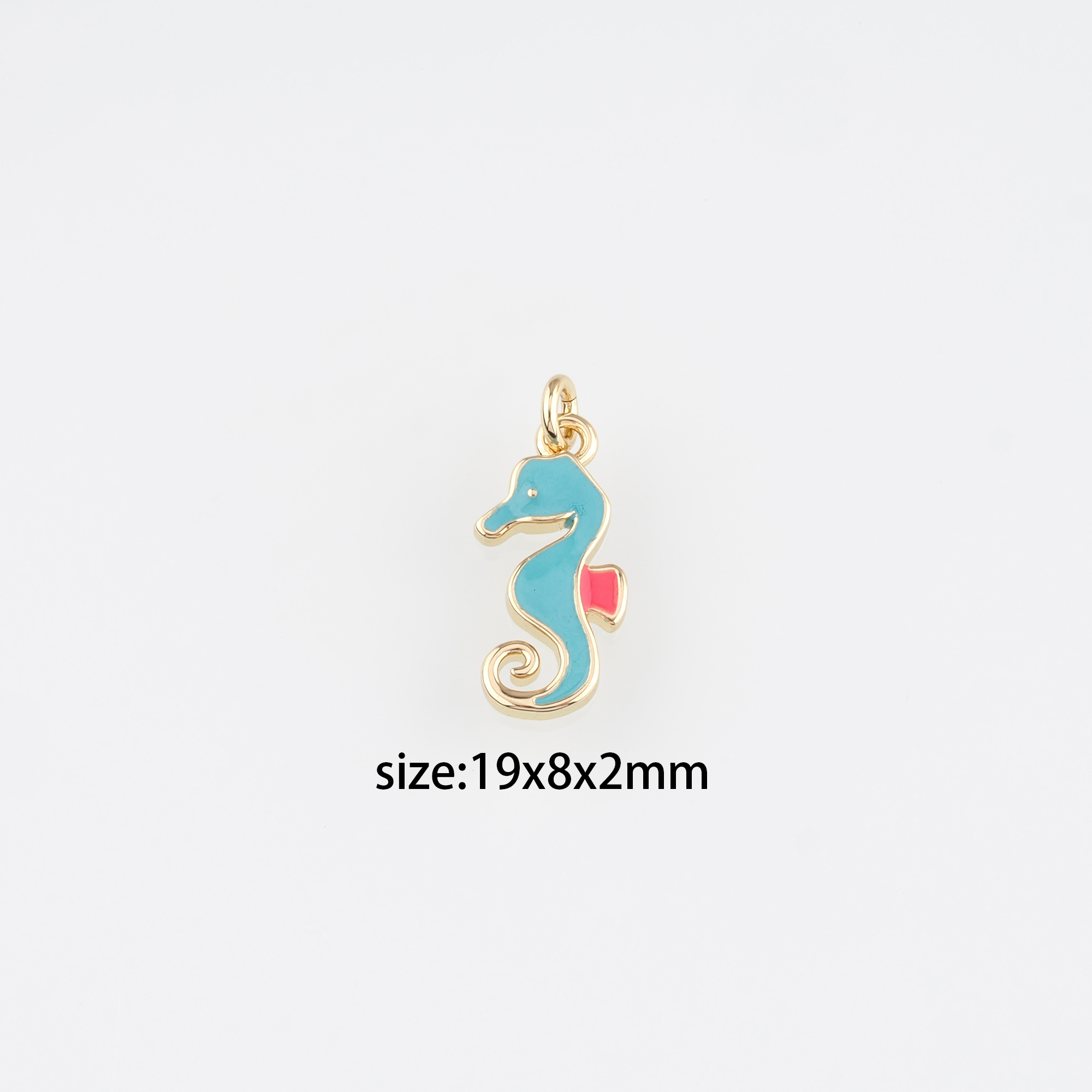 18K Gold Filled Seahorse Pendant,Enamel Seahorse Charm Earrings Necklace for DIY Jewelry Making Supply