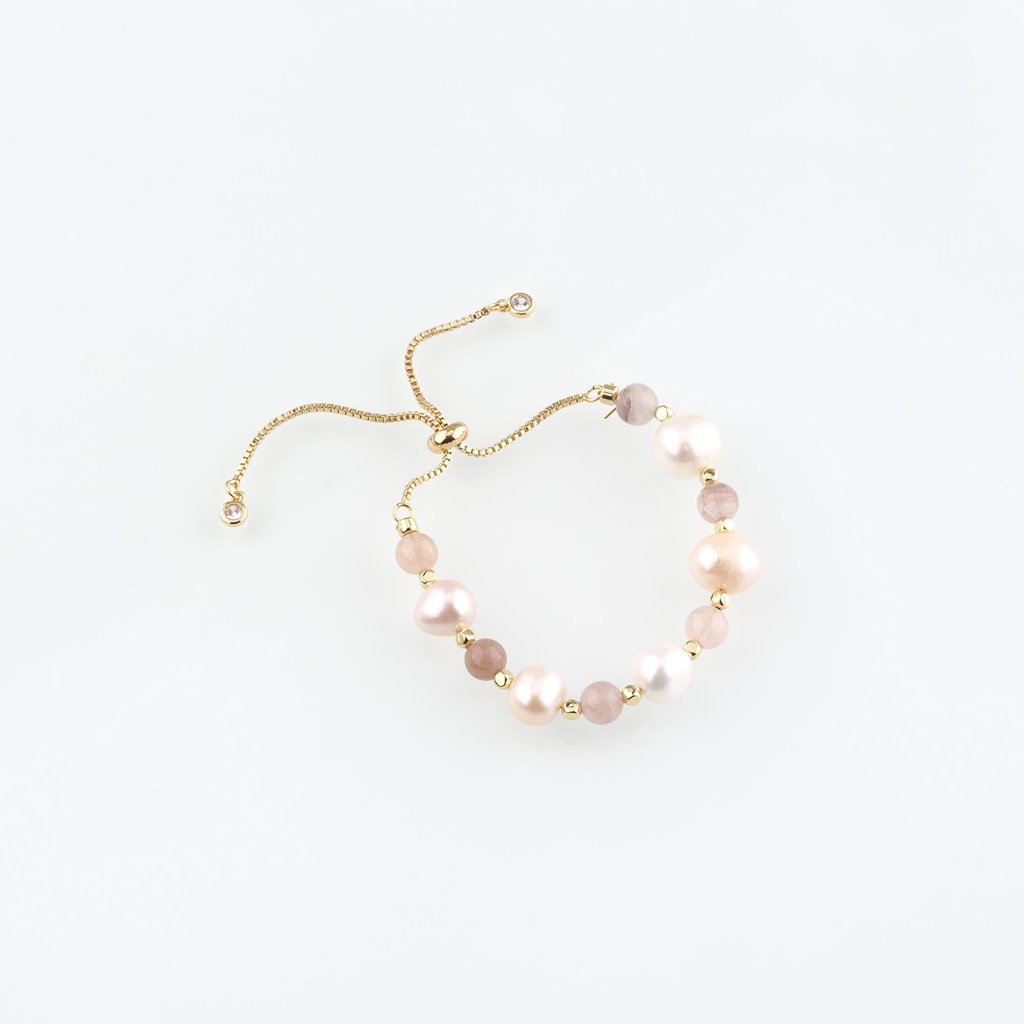 18K Gold Filled Beaded Chain Bracelet,Pearl Ball Bracelet,Adjustable Bracelet,Gift For Her