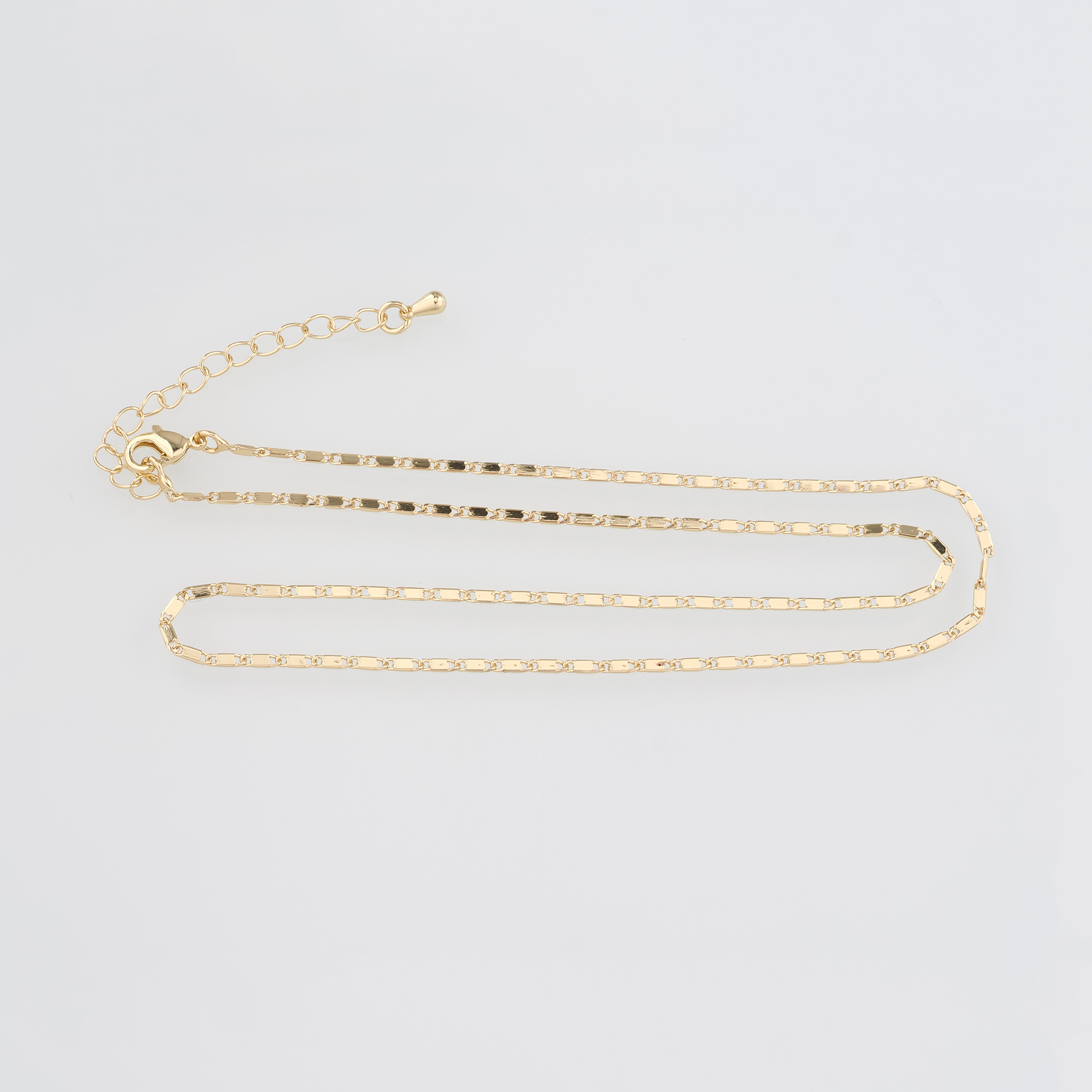 18K Gold Filled Rectangle Chain Necklace,Thin Link Chain Necklace,Rectangle Link Chain,Minimalist Necklace,Adjustable Necklace