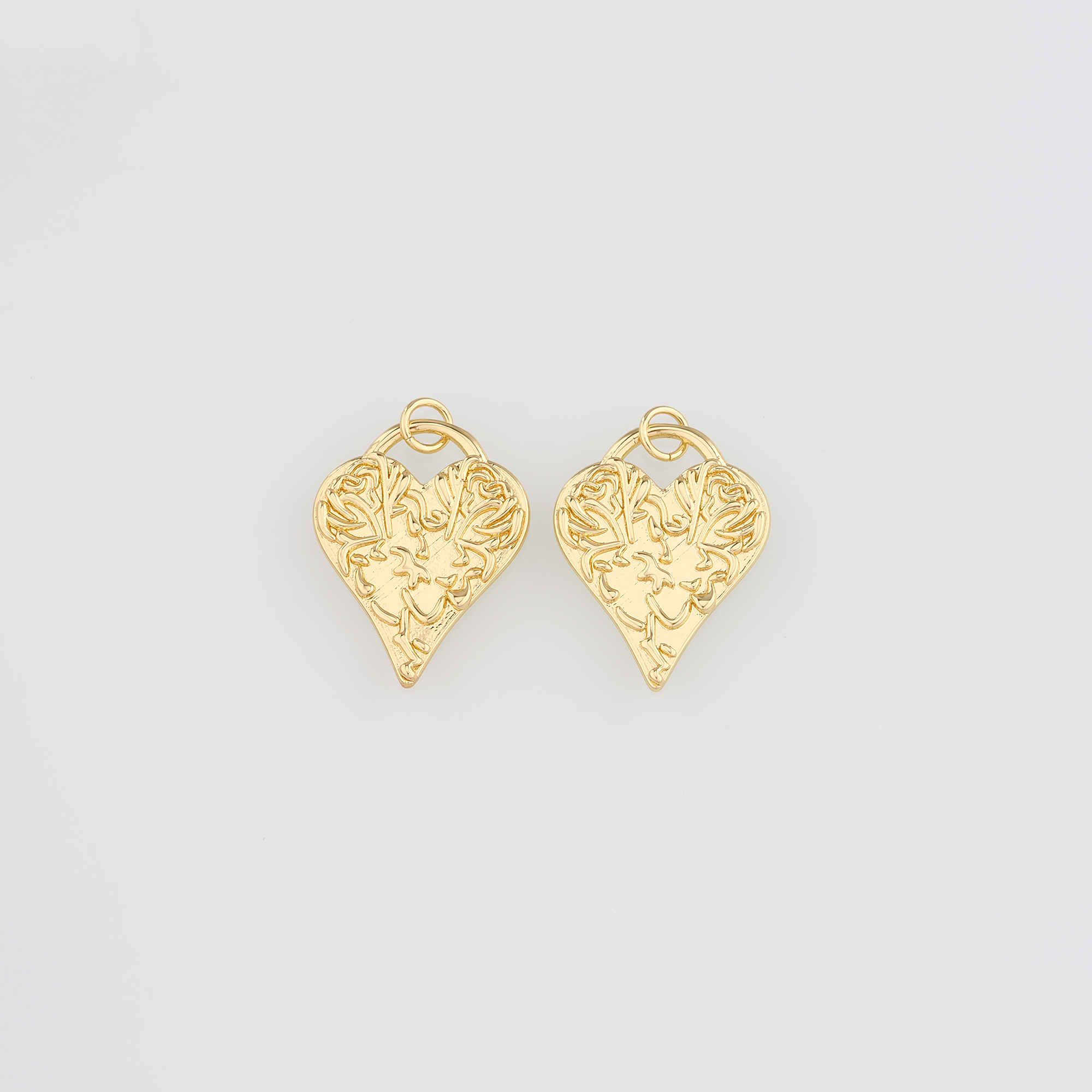 18K Gold Filled Heart Pendant,Dainty Heart Charm Earrings Necklace for DIY Jewelry Making Supply