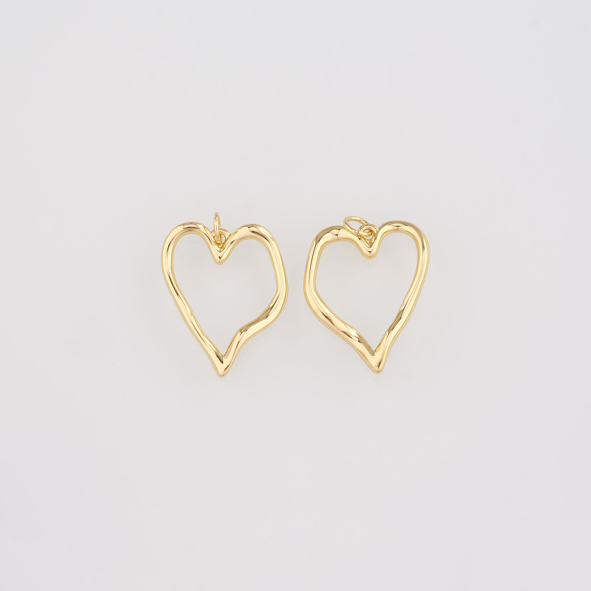 18K Gold Filled Heart Pendant,Dainty Heart Charm Earrings Necklace for DIY Jewelry Making Supply