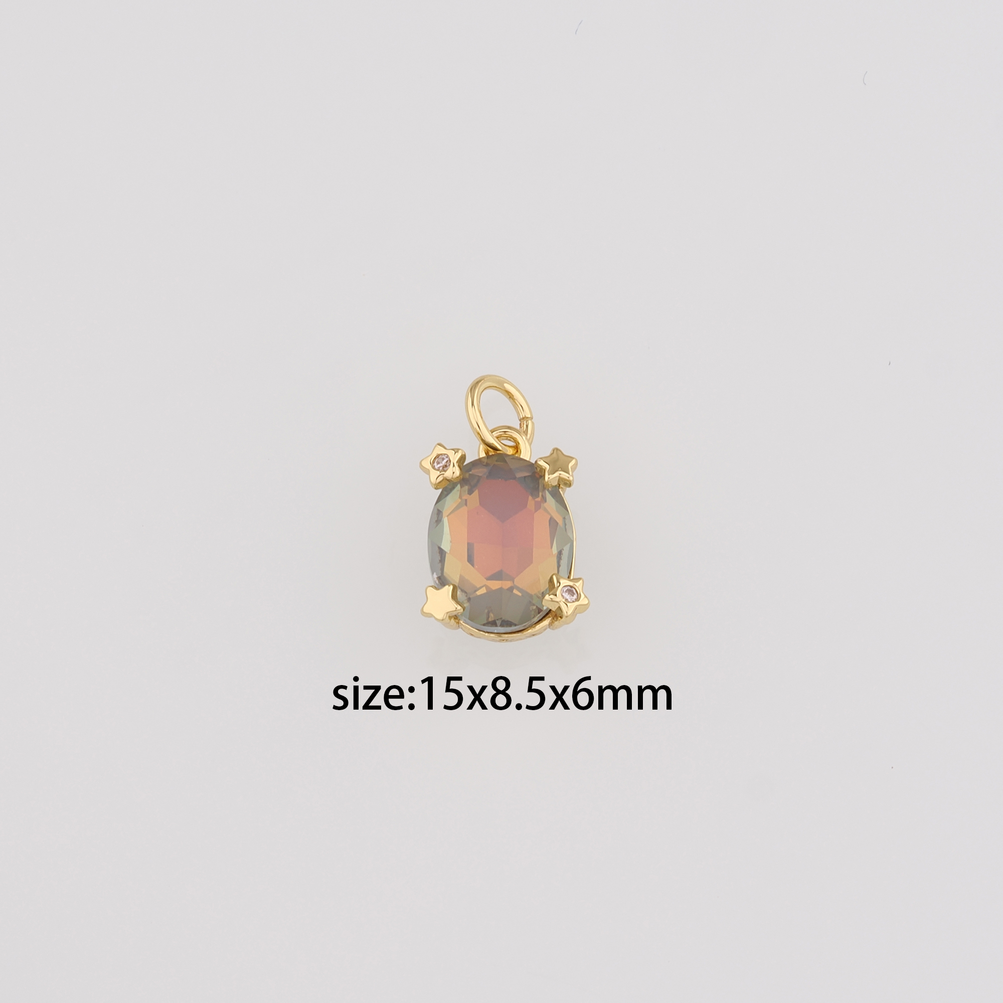 18K Gold Filled Oval Pendant,Crystal Oval Charm Earrings Necklace for DIY Jewelry Making Supply