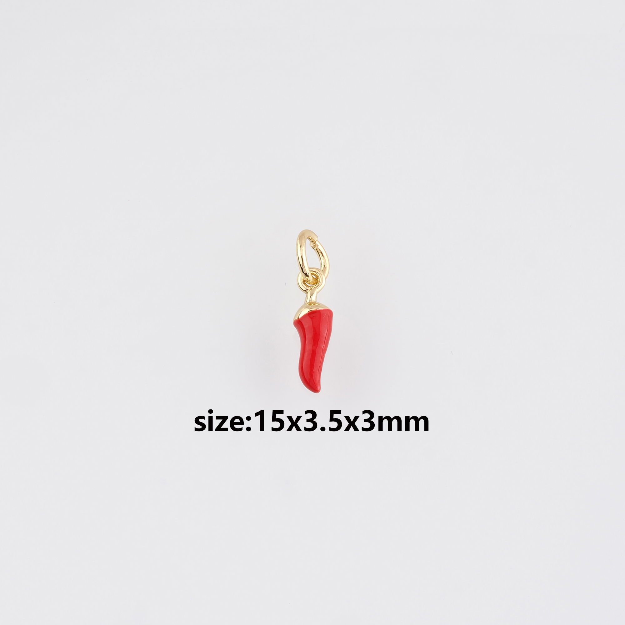 18K Gold Filled Chili Pendant,Enamel Chili Charm Earrings Necklace for DIY Jewelry Making Supply