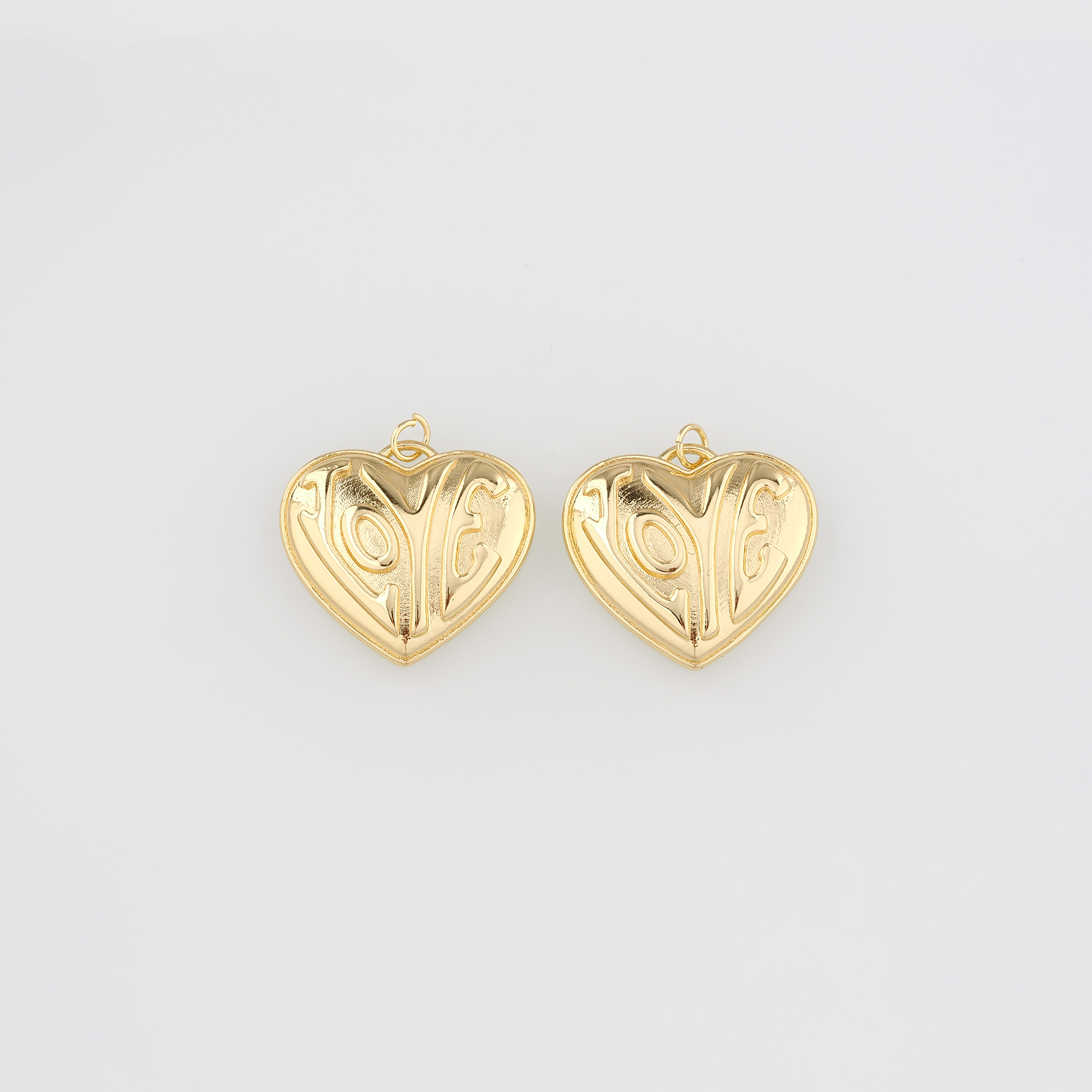 18K Gold Filled Love Heart Pendant,Dainty Heart Charm Earrings Necklace for DIY Jewelry Making Supply