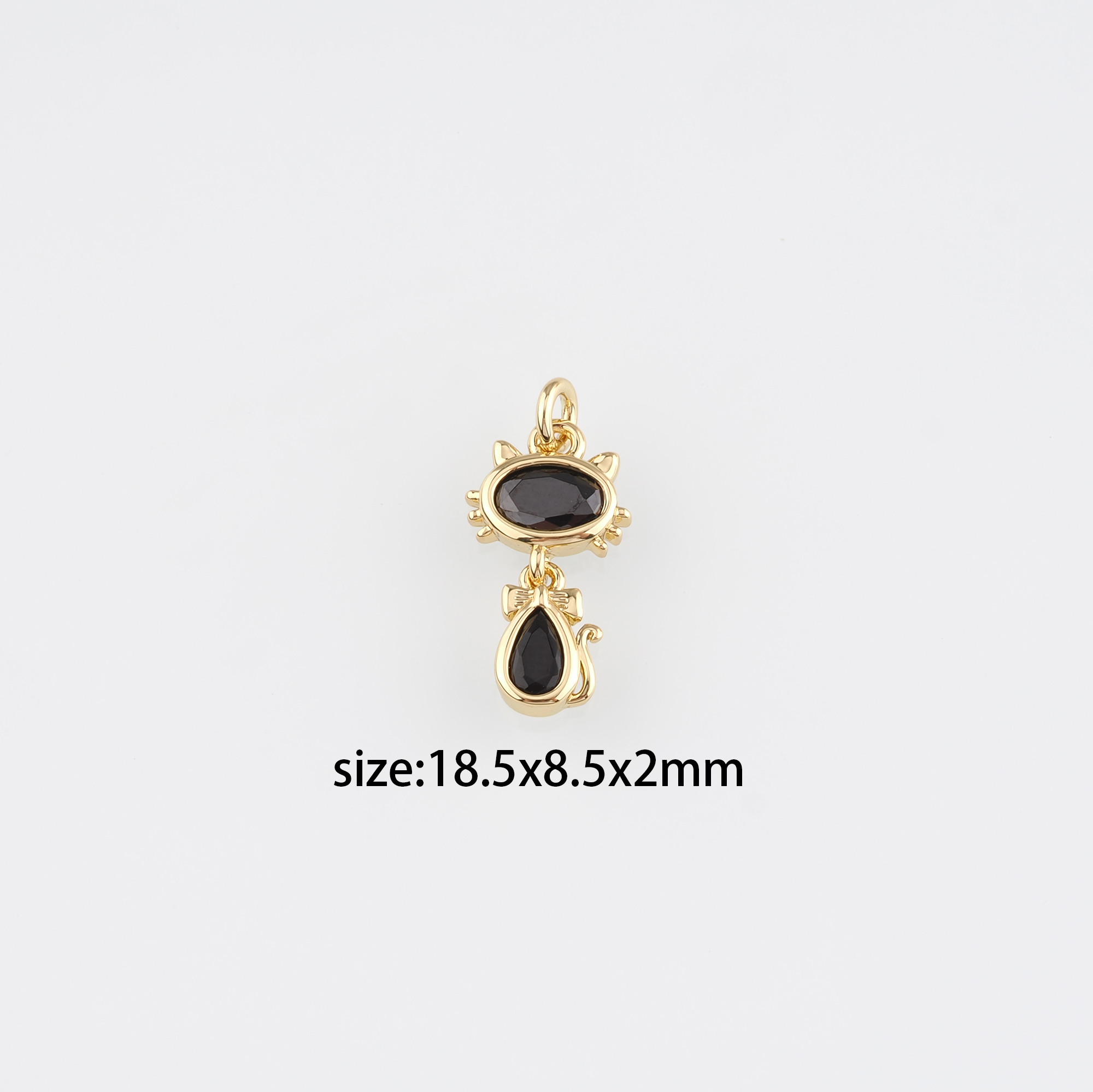 18K Gold Filled Cat Pendant,Animal Charm,CZ Micro Pave Cat Earrings Necklace for DIY Jewelry Making Supply